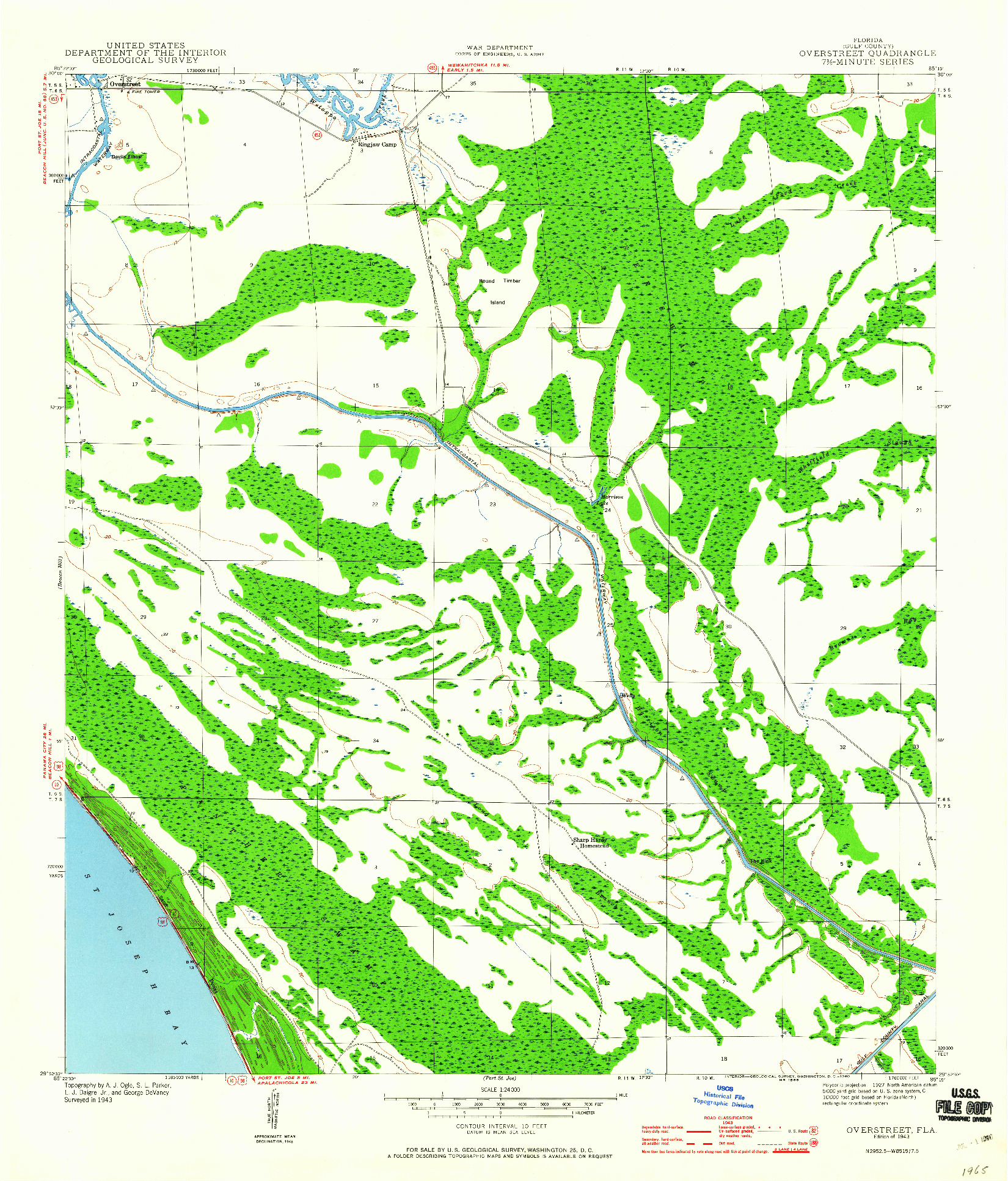 USGS 1:24000-SCALE QUADRANGLE FOR OVERSTREET, FL 1943