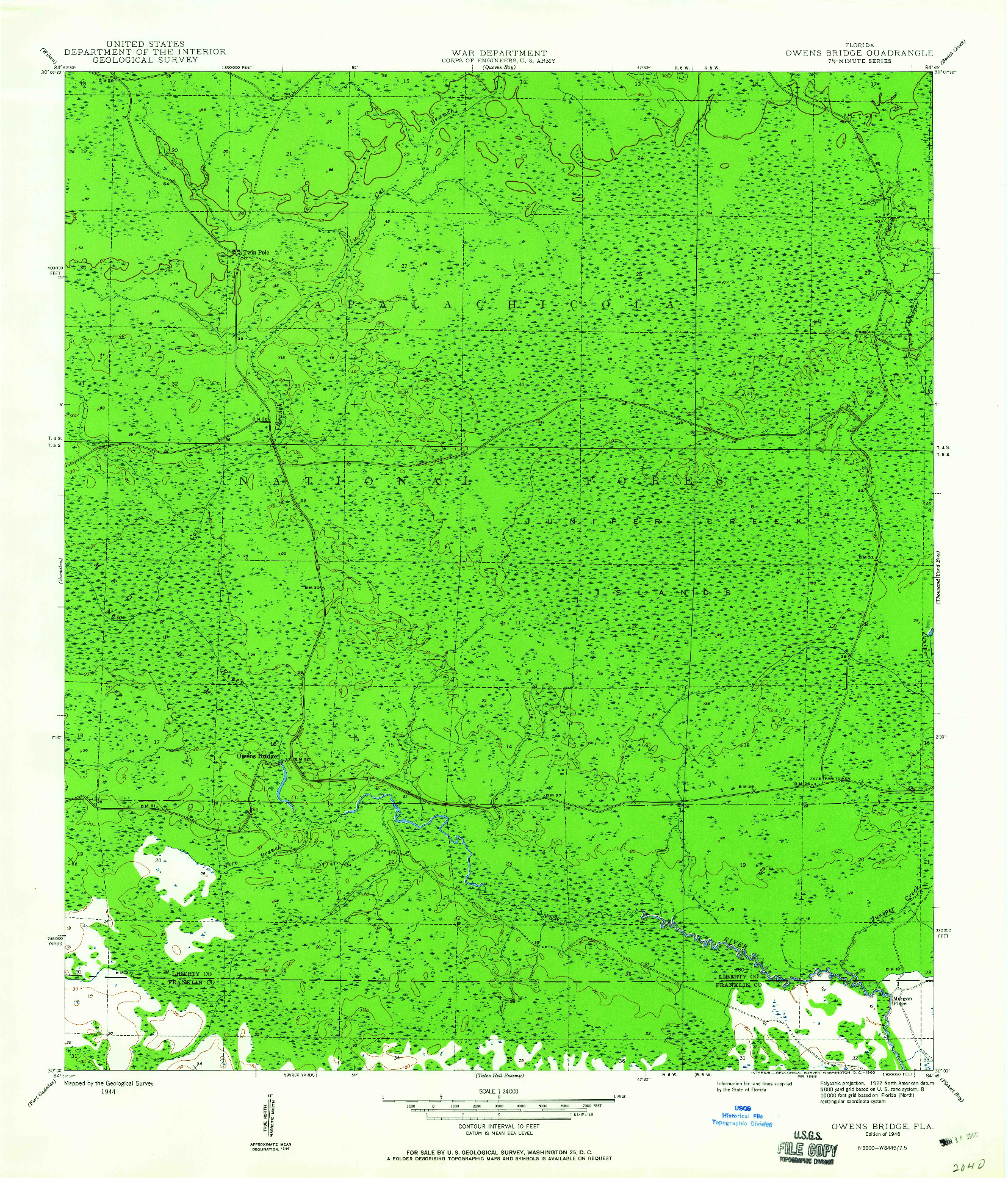 USGS 1:24000-SCALE QUADRANGLE FOR OWENS BRIDGE, FL 1946