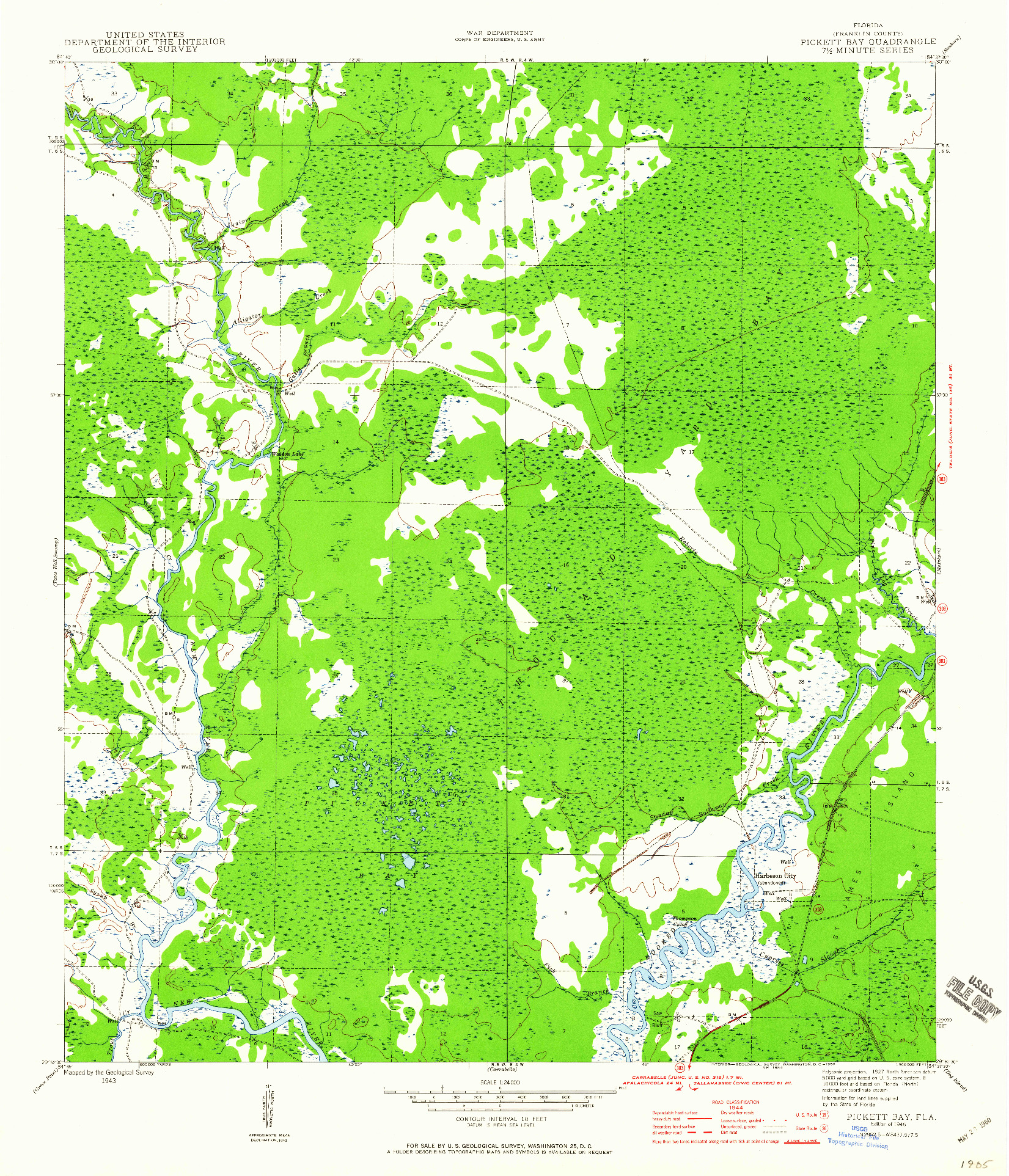 USGS 1:24000-SCALE QUADRANGLE FOR PICKETT BAY, FL 1945