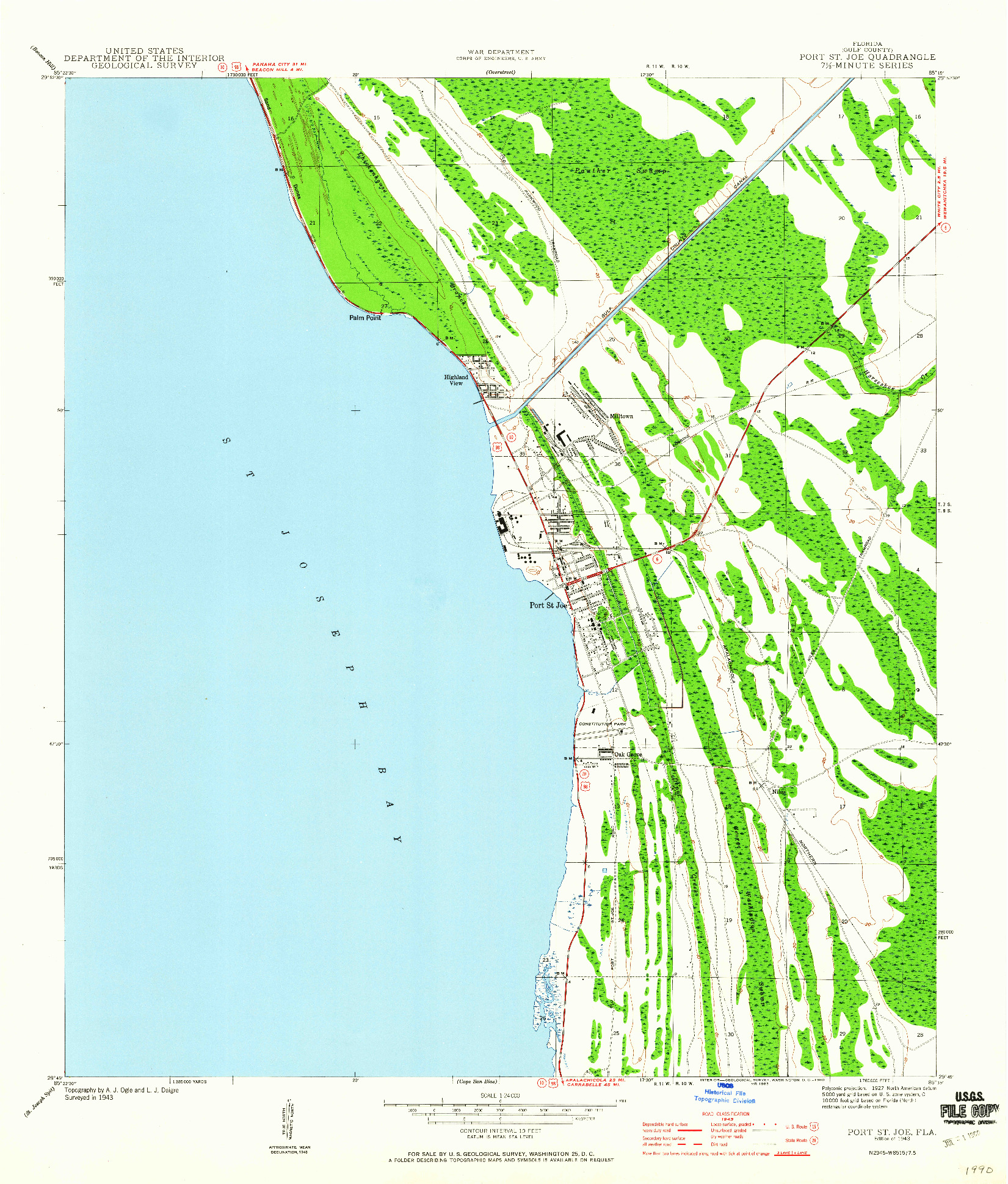 USGS 1:24000-SCALE QUADRANGLE FOR PORT ST. JOE, FL 1943