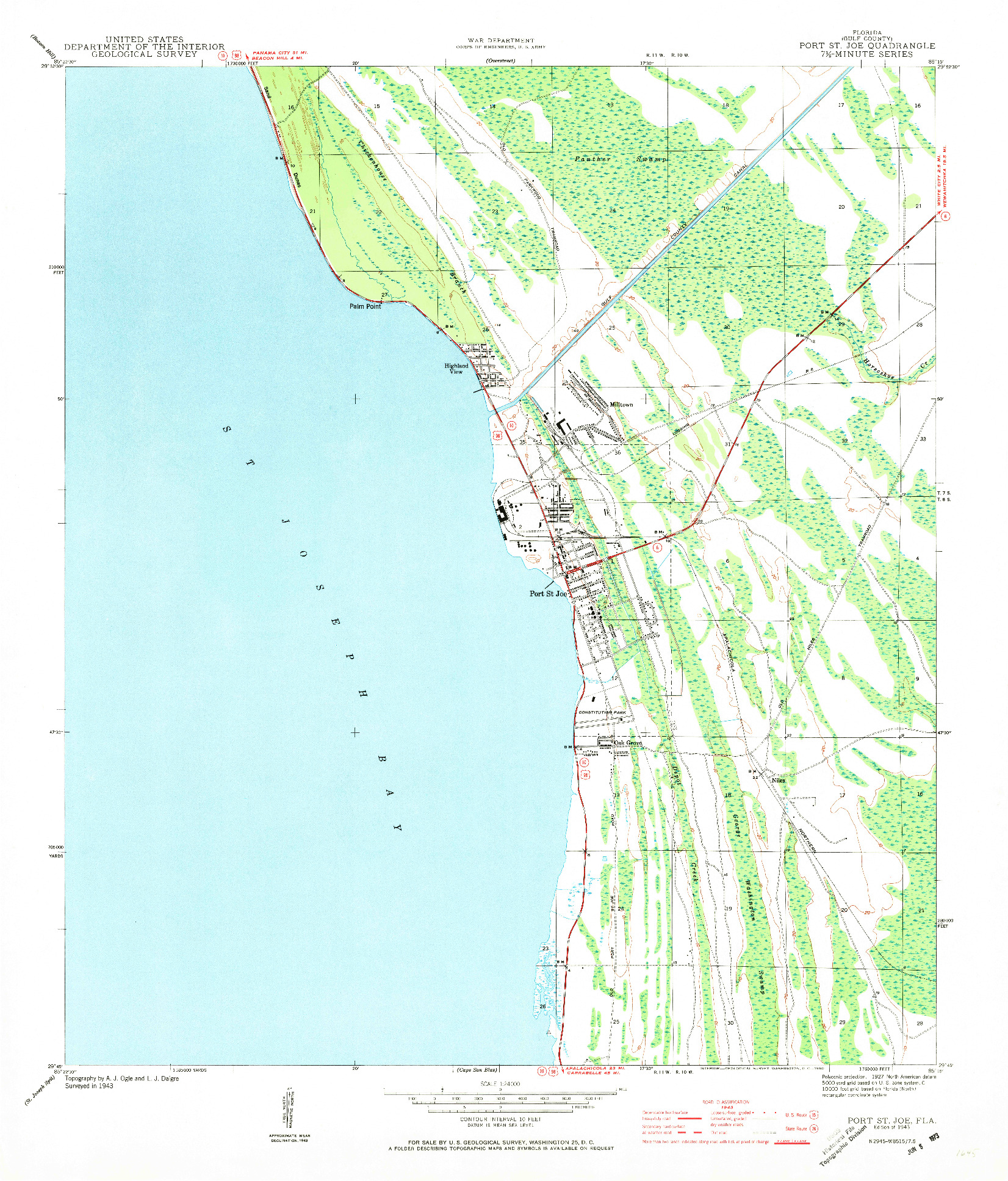 USGS 1:24000-SCALE QUADRANGLE FOR PORT ST. JOE, FL 1943