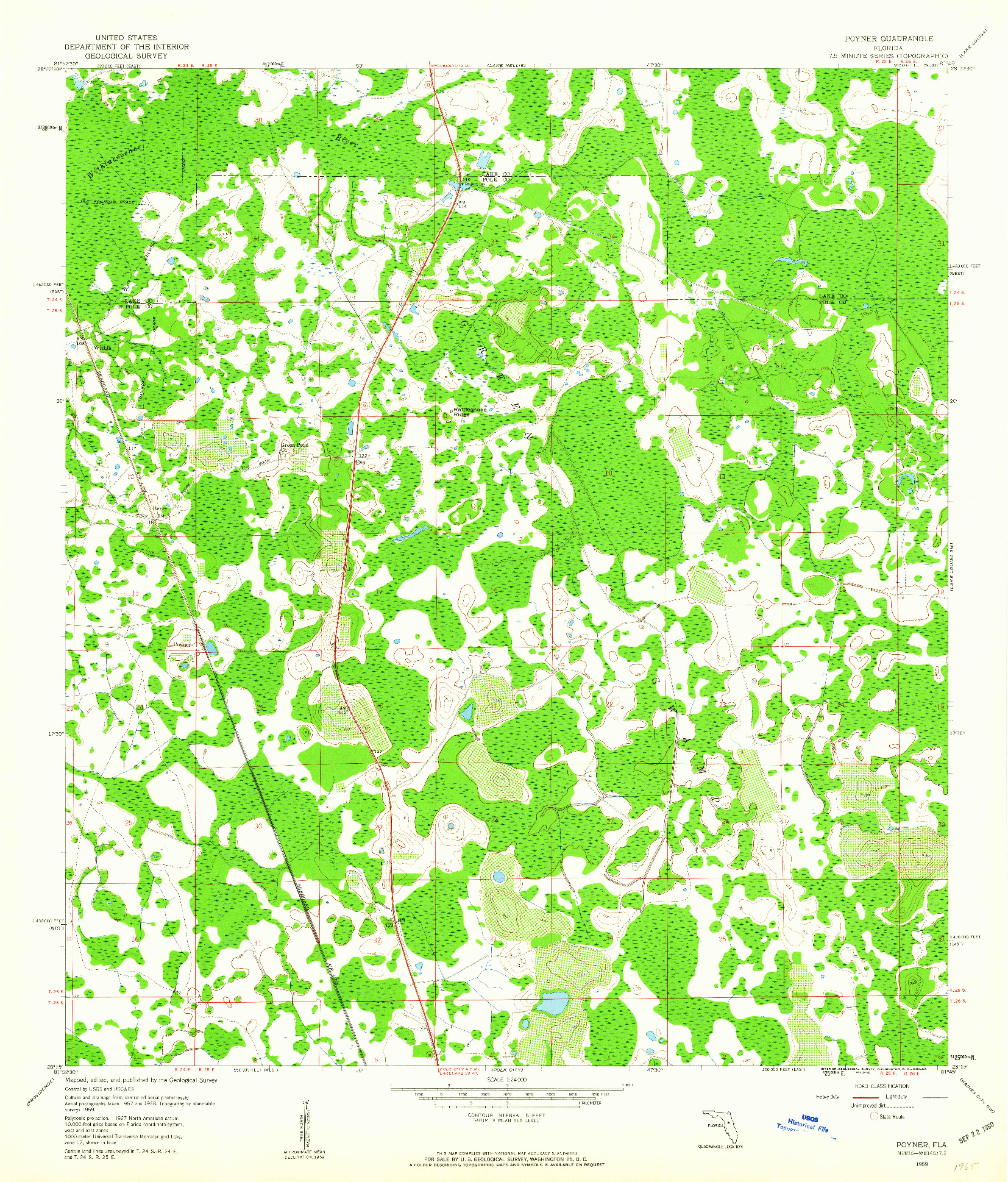 USGS 1:24000-SCALE QUADRANGLE FOR POYNER, FL 1959