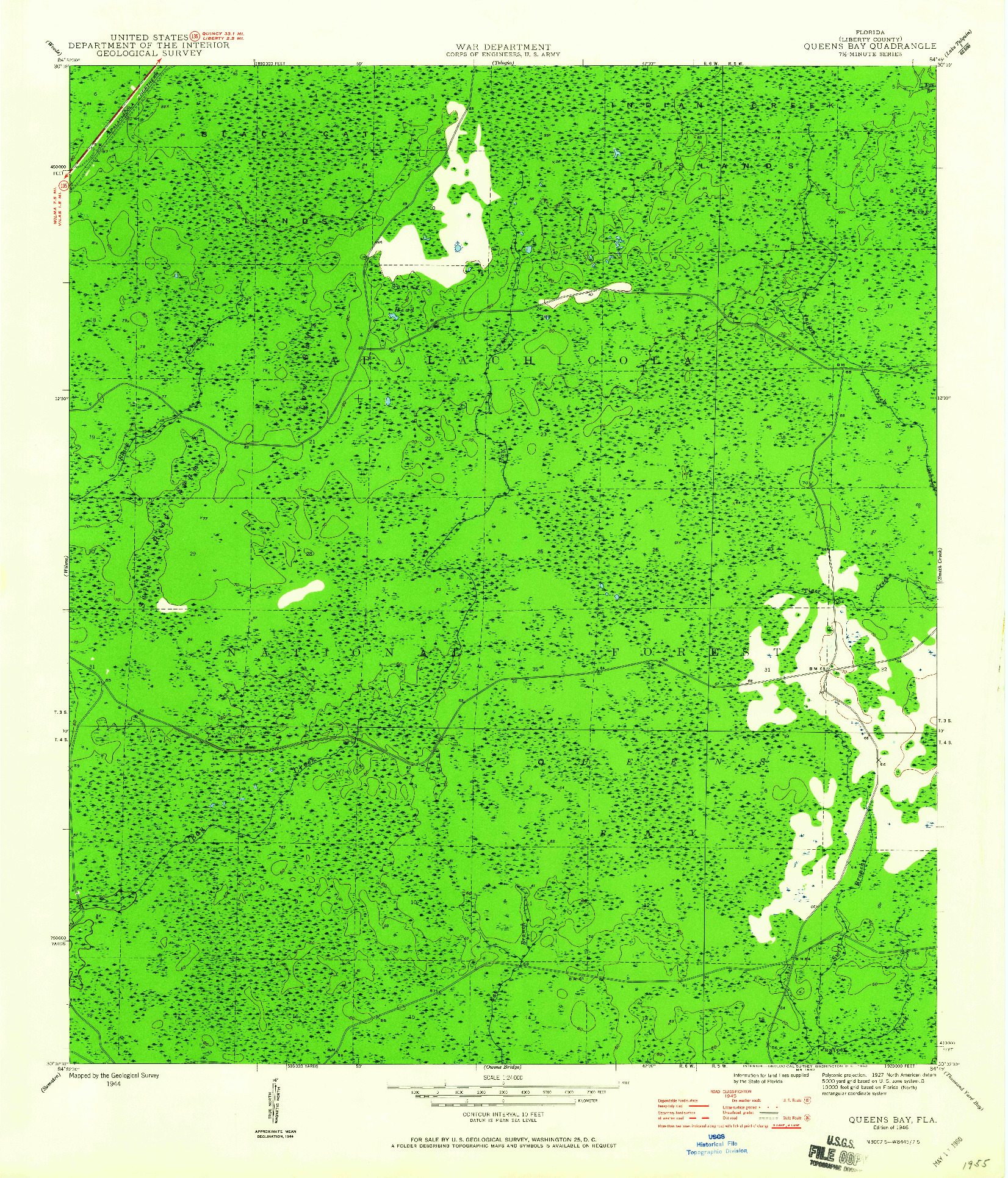 USGS 1:24000-SCALE QUADRANGLE FOR QUEENS BAY, FL 1946