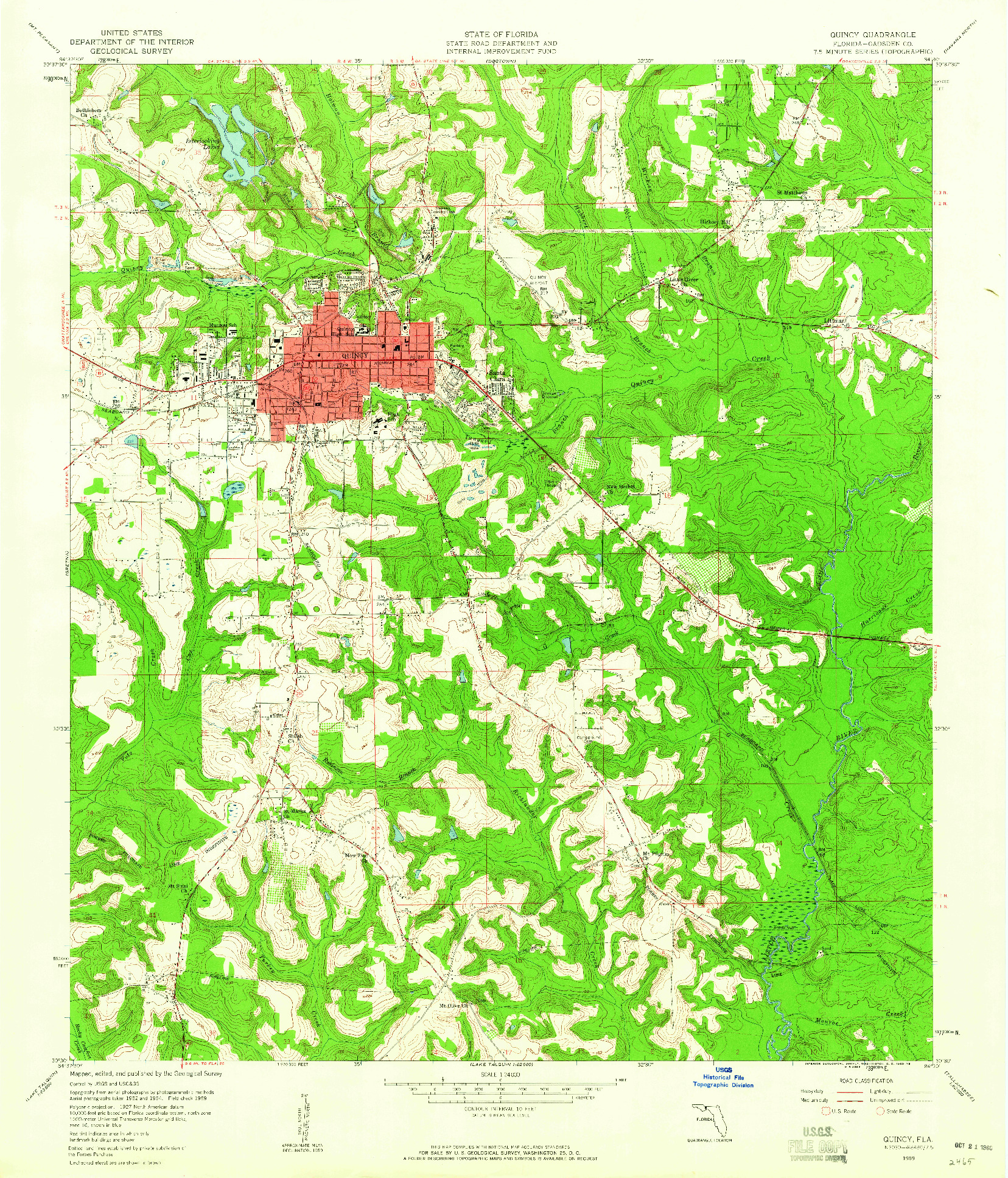 USGS 1:24000-SCALE QUADRANGLE FOR QUINCY, FL 1959