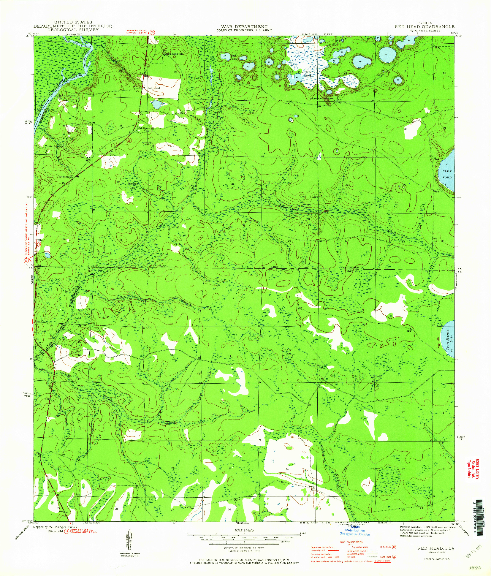 USGS 1:24000-SCALE QUADRANGLE FOR RED HEAD, FL 1945