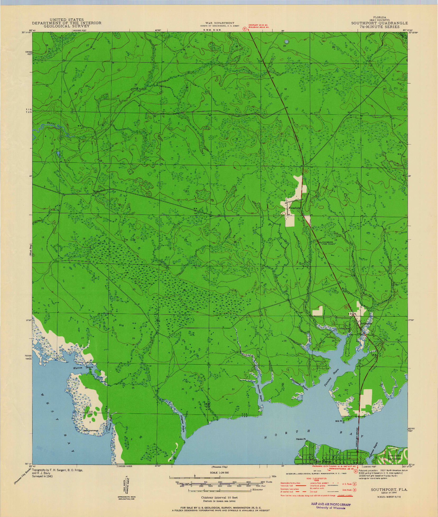 USGS 1:24000-SCALE QUADRANGLE FOR SOUTHPORT, FL 1944