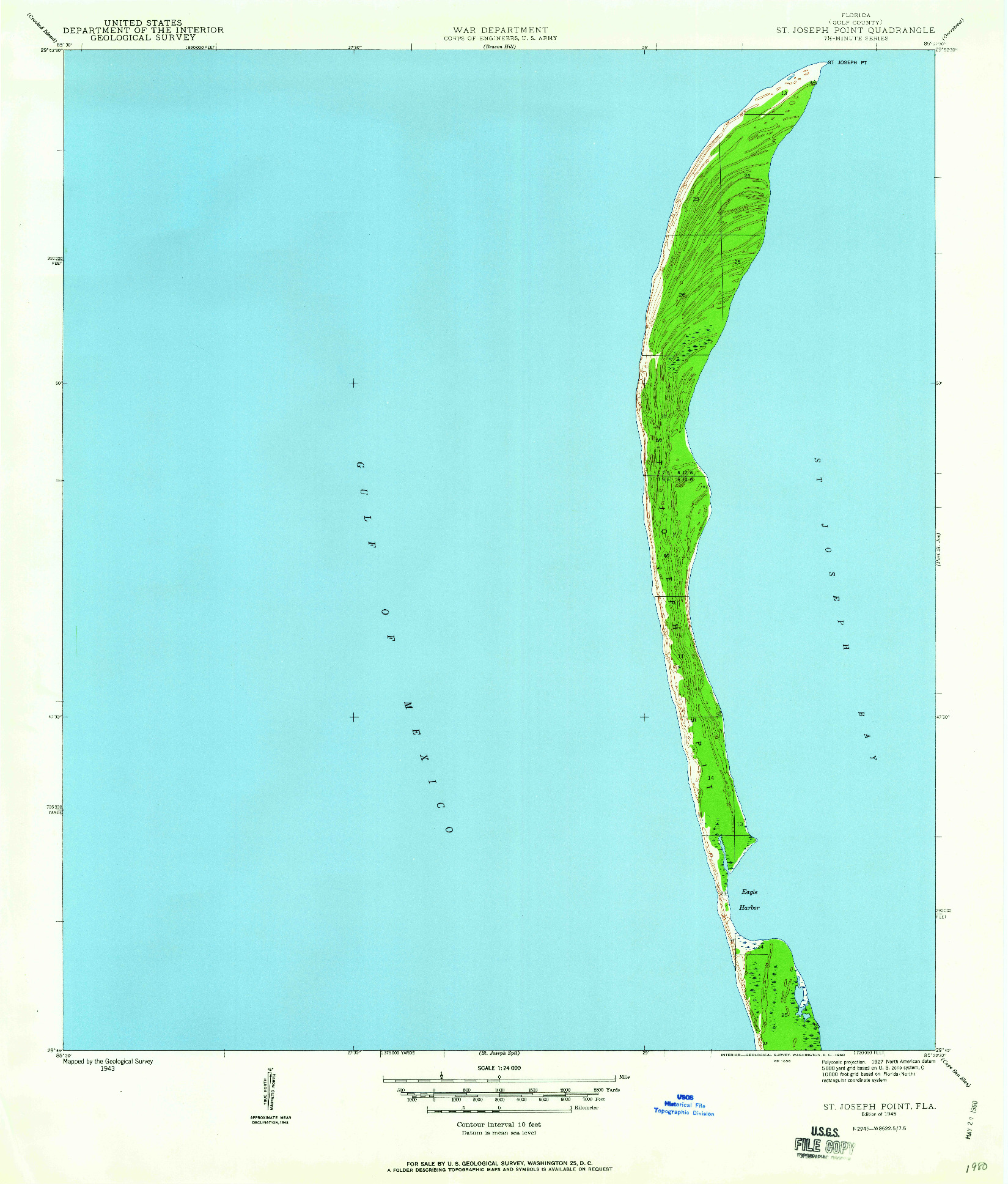 USGS 1:24000-SCALE QUADRANGLE FOR ST. JOSEPH POINT, FL 1945