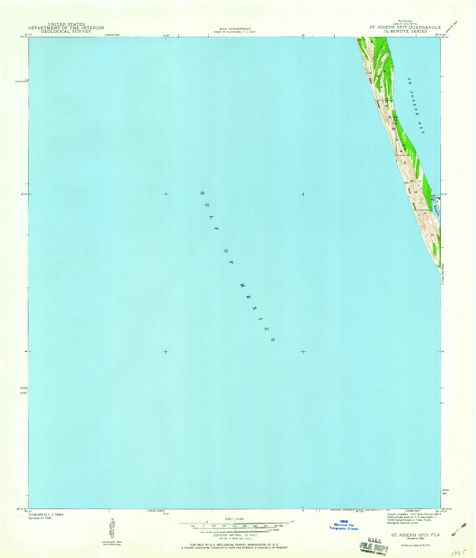 USGS 1:24000-SCALE QUADRANGLE FOR ST. JOSEPH SPIT, FL 1943