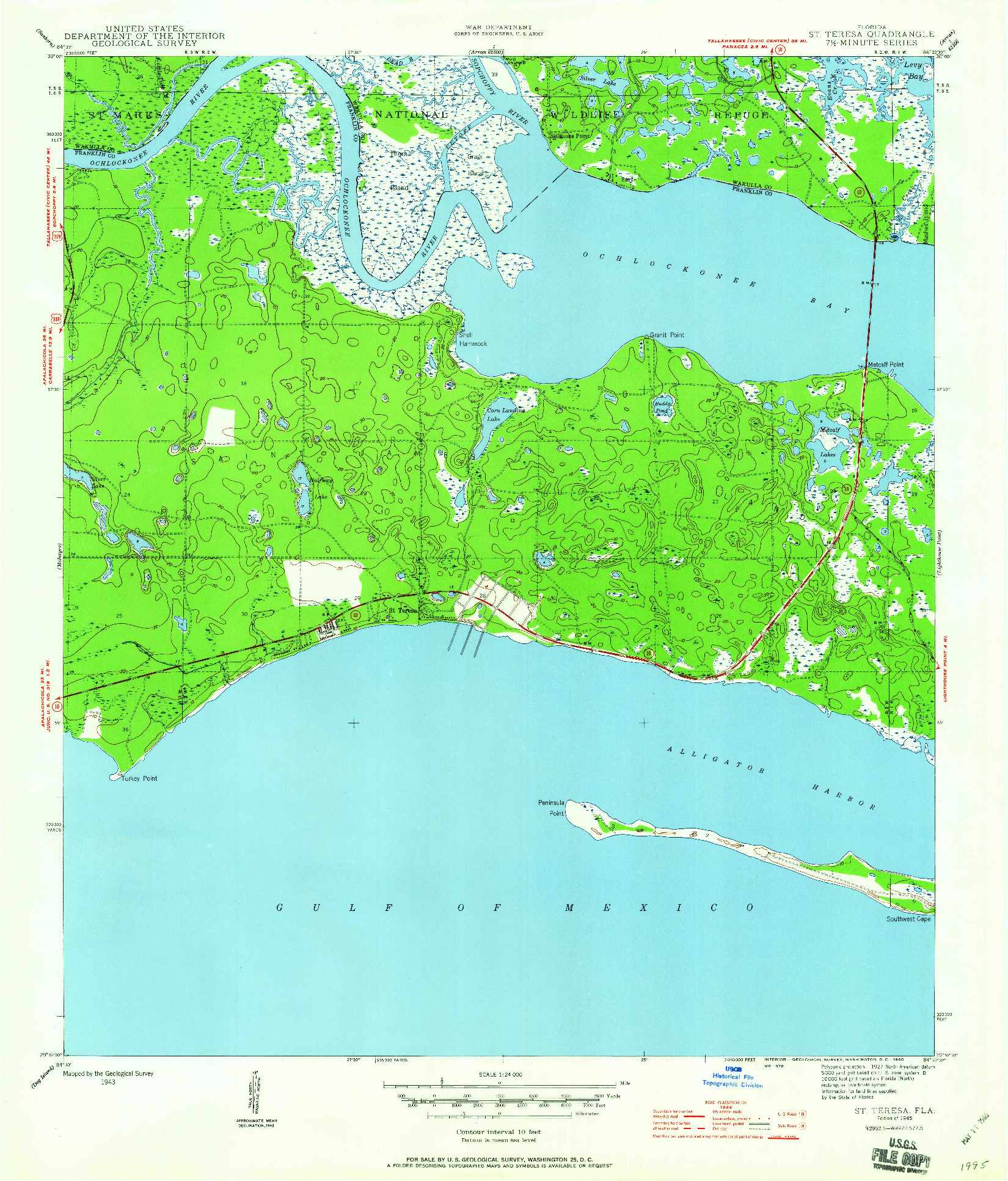 USGS 1:24000-SCALE QUADRANGLE FOR ST. TERESA, FL 1945