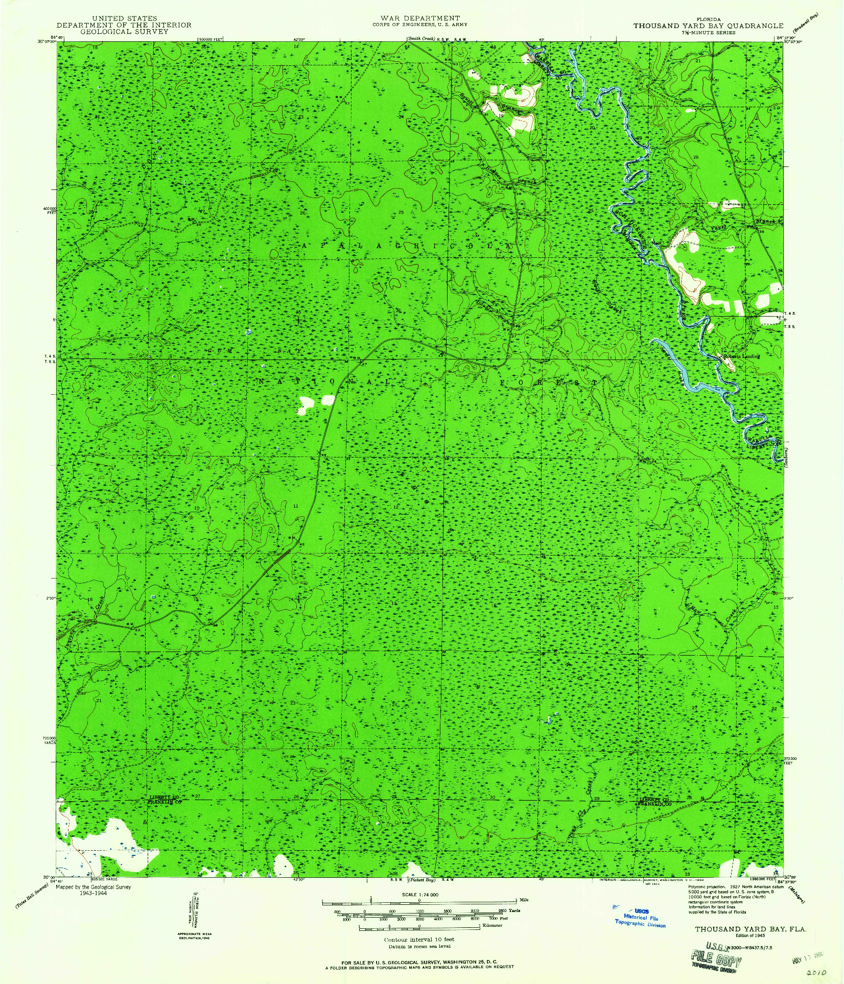 USGS 1:24000-SCALE QUADRANGLE FOR THOUSAND YARD BAY, FL 1945