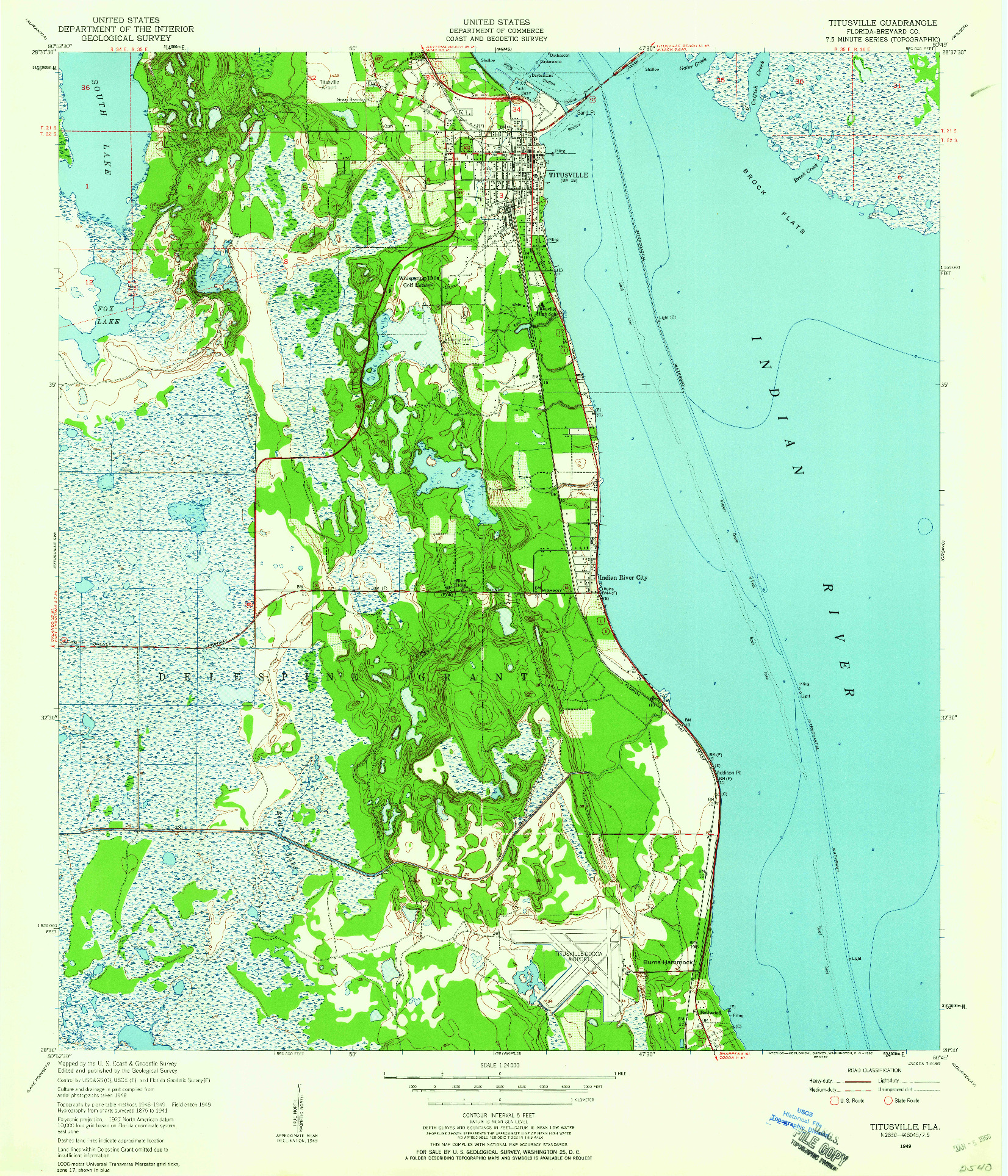 USGS 1:24000-SCALE QUADRANGLE FOR TITUSVILLE, FL 1949