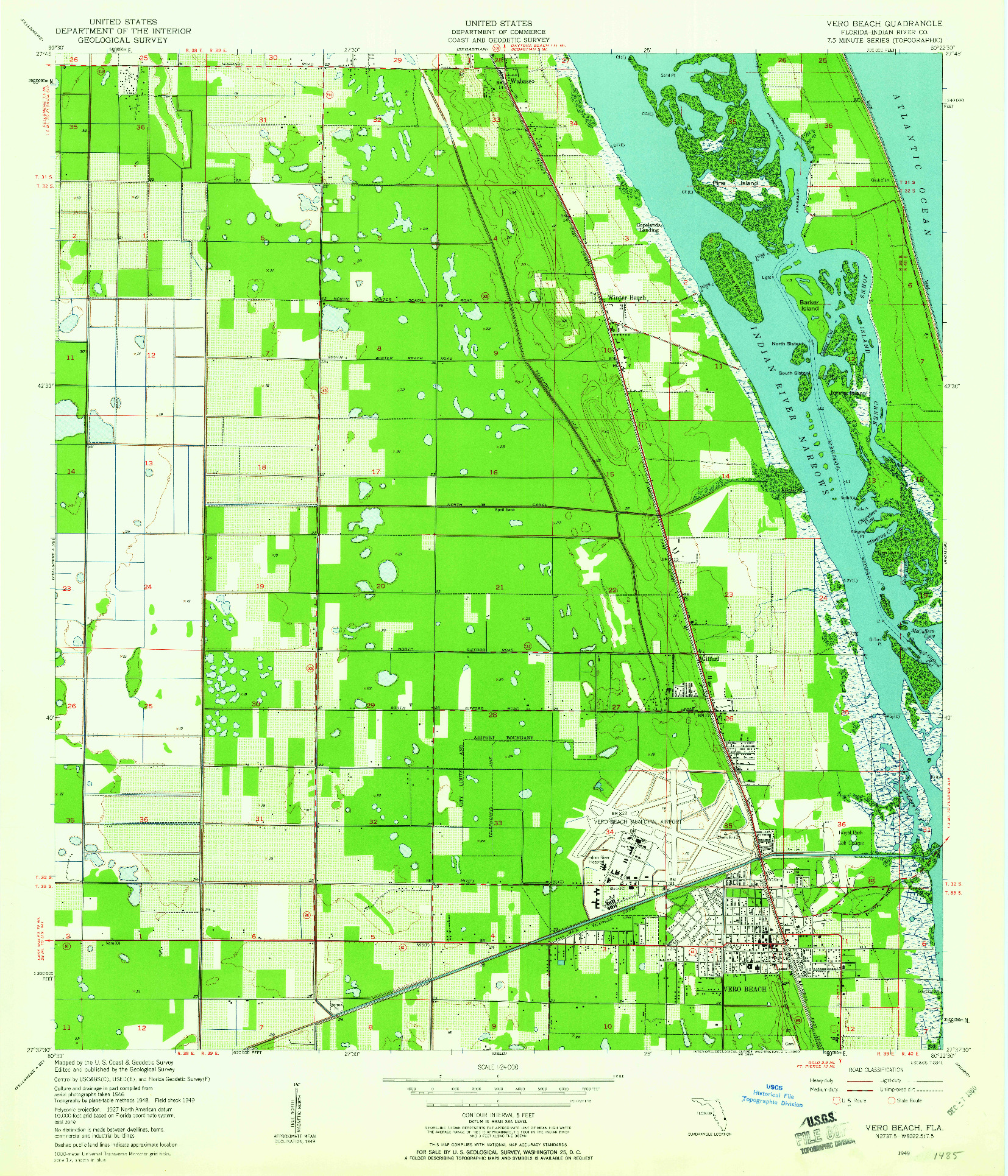 USGS 1:24000-SCALE QUADRANGLE FOR VERO BEACH, FL 1949