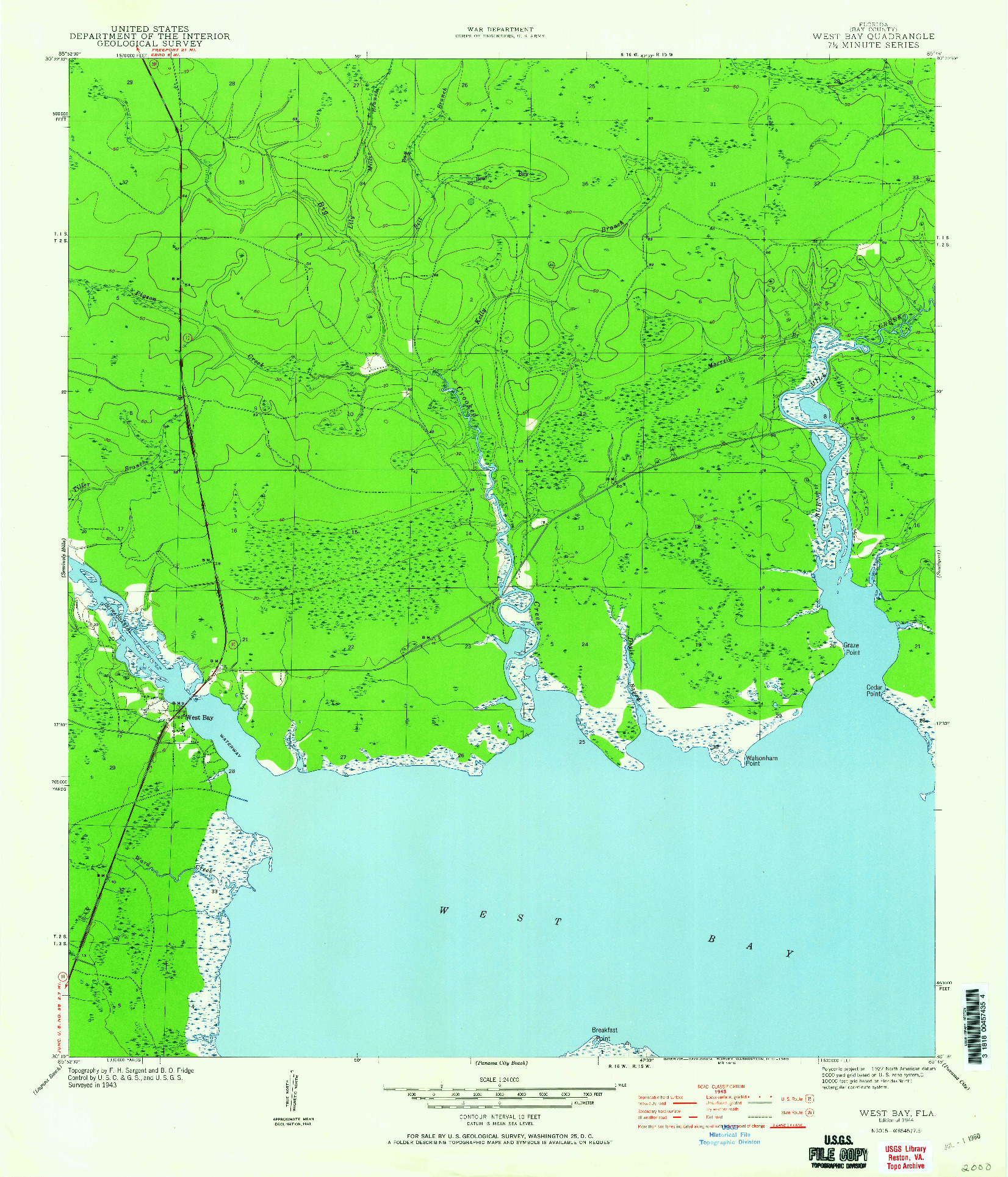 USGS 1:24000-SCALE QUADRANGLE FOR WEST BAY, FL 1944