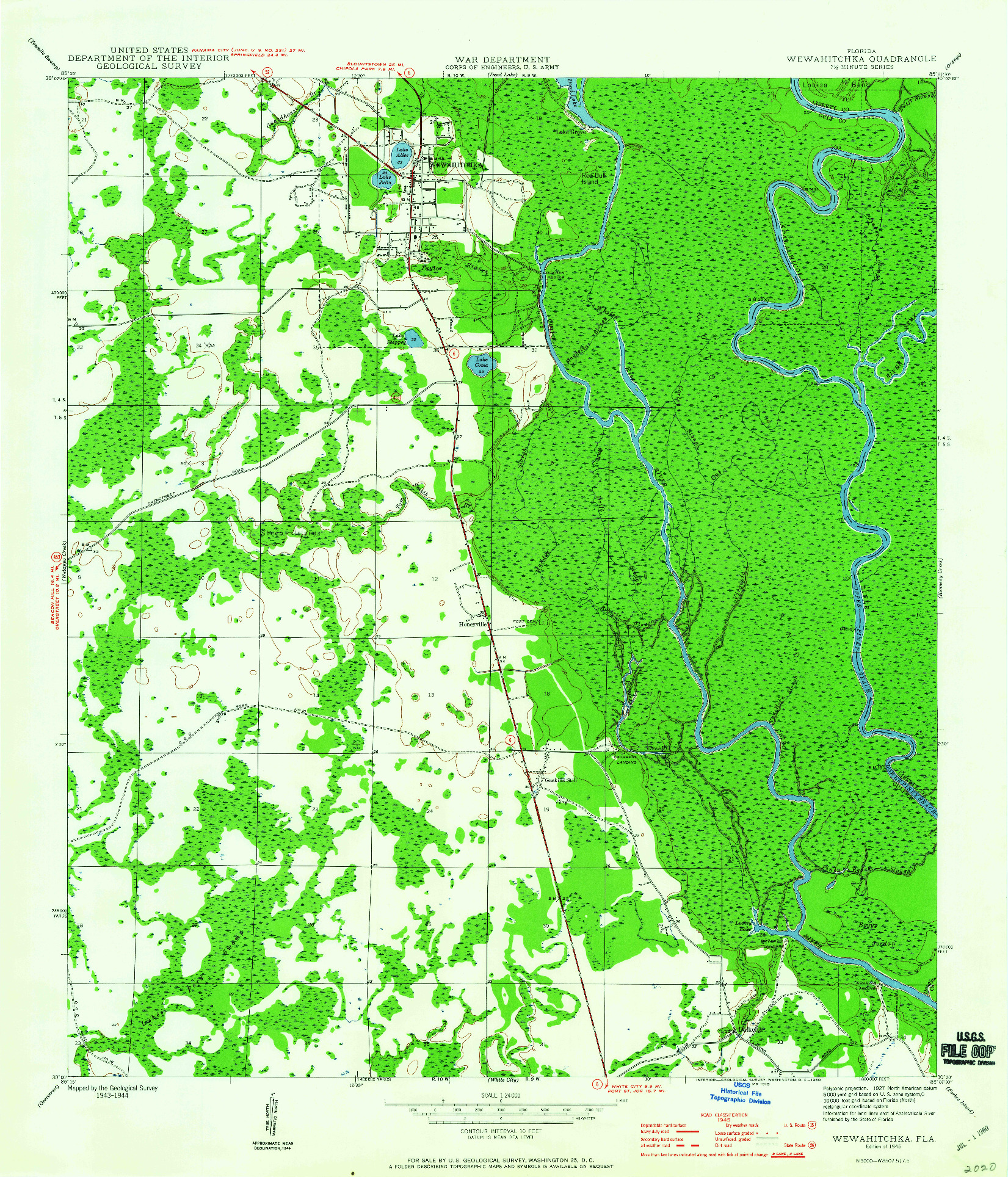 USGS 1:24000-SCALE QUADRANGLE FOR WEWAHITCHKA, FL 1945