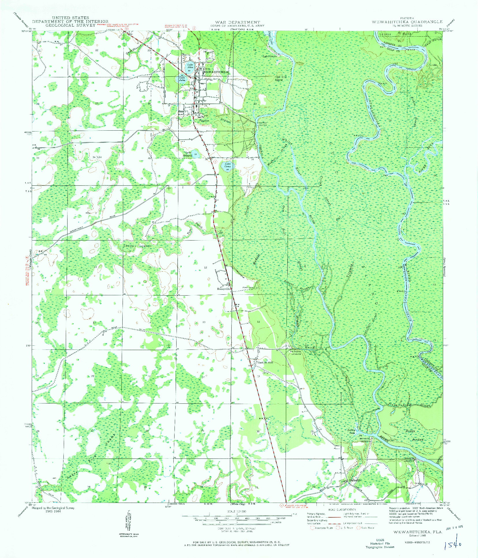 USGS 1:24000-SCALE QUADRANGLE FOR WEWAHITCHKA, FL 1945