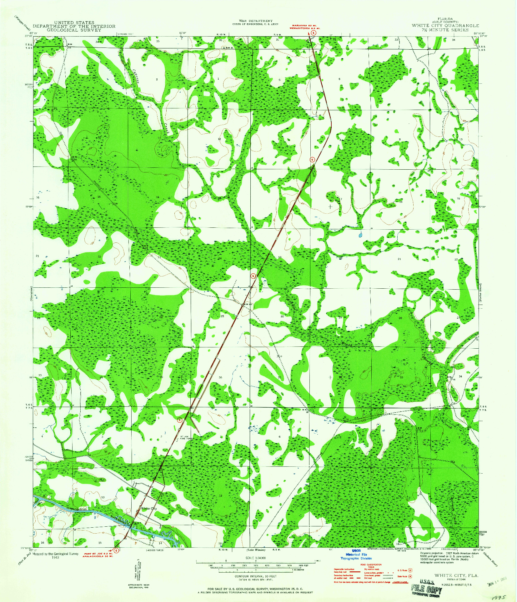 USGS 1:24000-SCALE QUADRANGLE FOR WHITE CITY, FL 1944