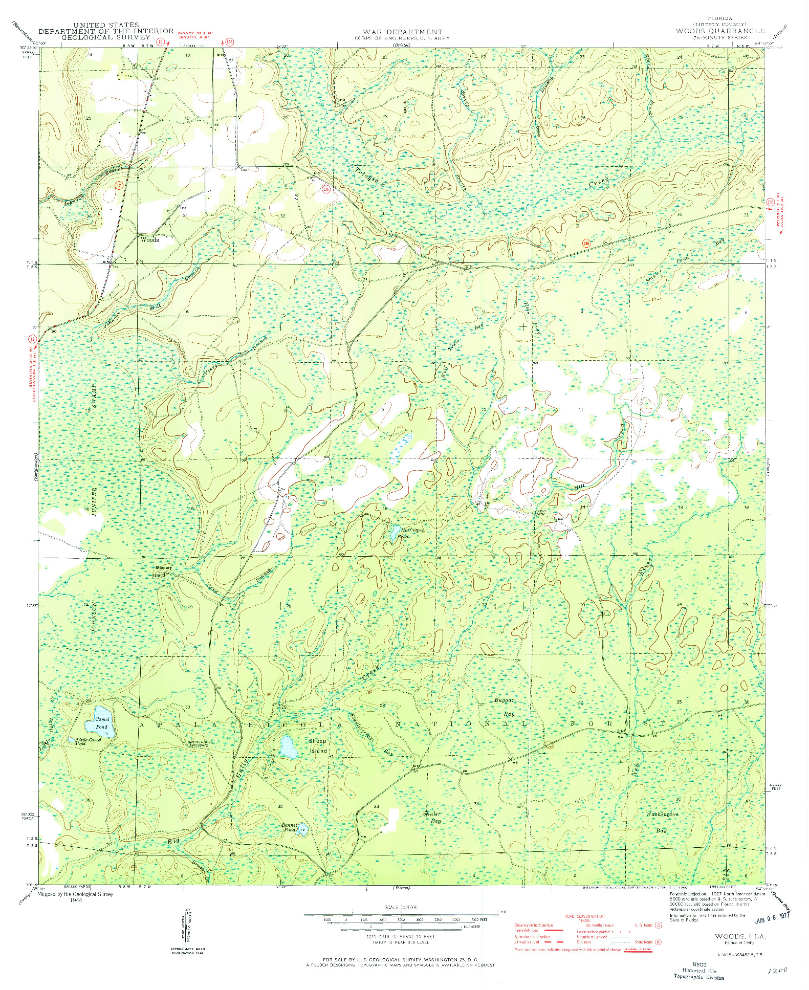 USGS 1:24000-SCALE QUADRANGLE FOR WOODS, FL 1945