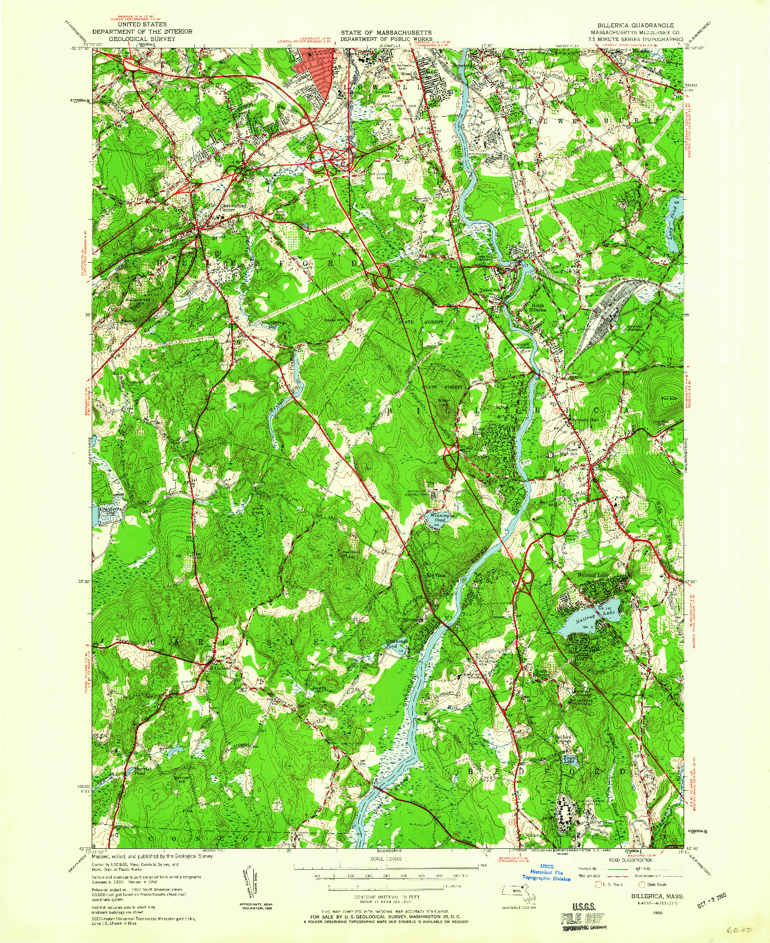 USGS 1:24000-SCALE QUADRANGLE FOR BILLERICA, MA 1950