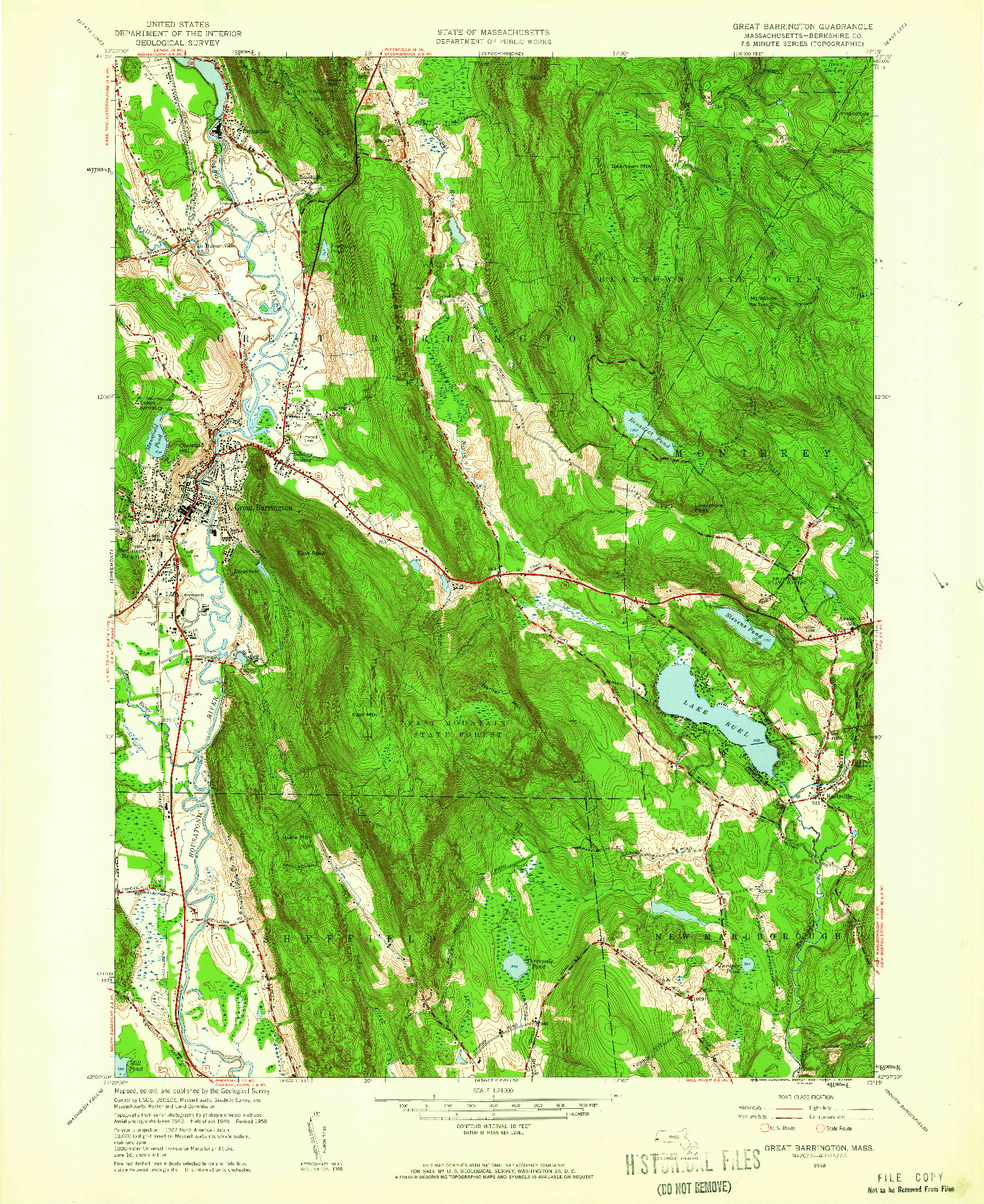 USGS 1:24000-SCALE QUADRANGLE FOR GREAT BARRINGTON, MA 1958