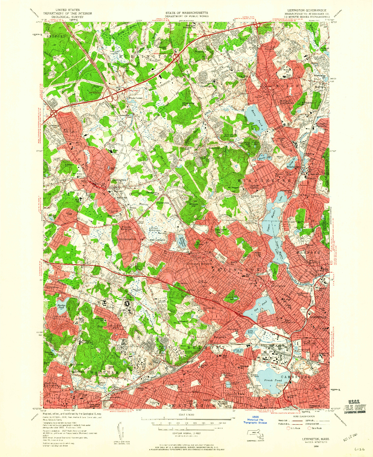 USGS 1:24000-SCALE QUADRANGLE FOR LEXINGTON, MA 1956