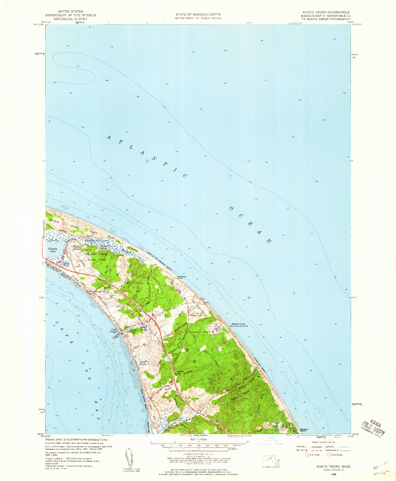 USGS 1:24000-SCALE QUADRANGLE FOR NORTH TRURO, MA 1958