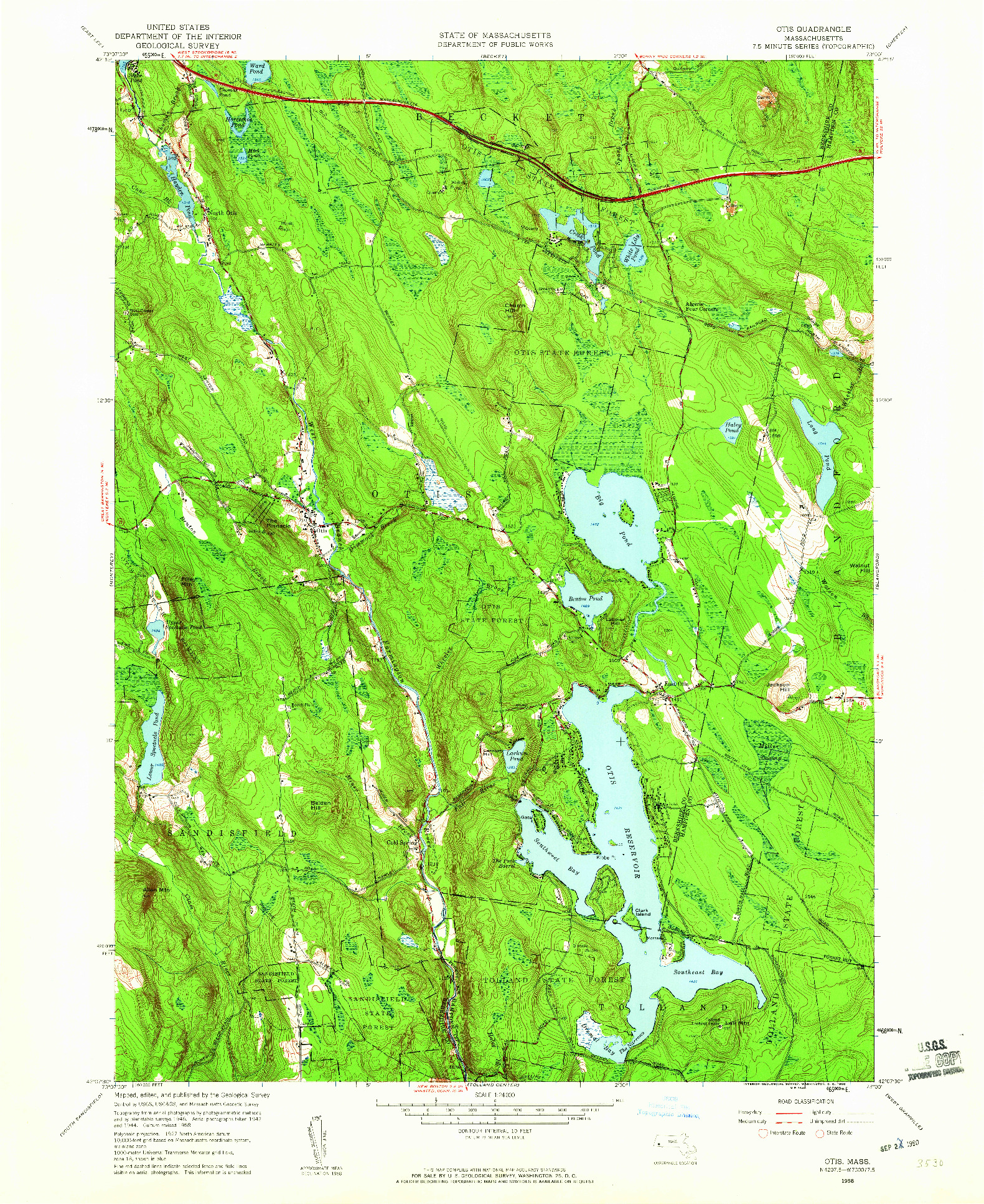 USGS 1:24000-SCALE QUADRANGLE FOR OTIS, MA 1958