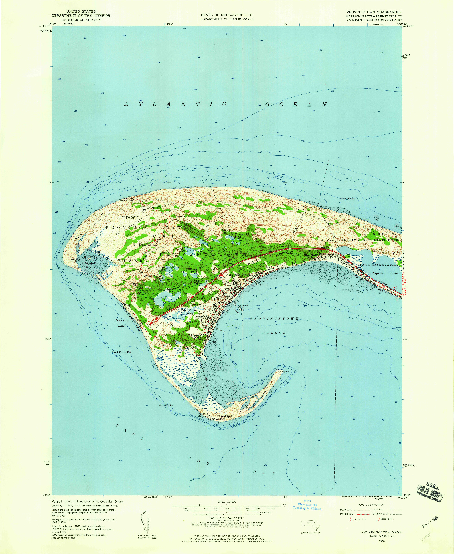 USGS 1:24000-SCALE QUADRANGLE FOR PROVINCETOWN, MA 1958