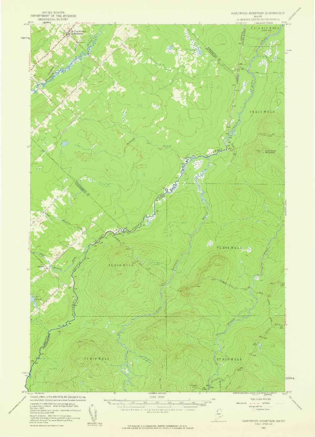 USGS 1:62500-SCALE QUADRANGLE FOR HARDWOOD MOUNTAIN, ME 1957