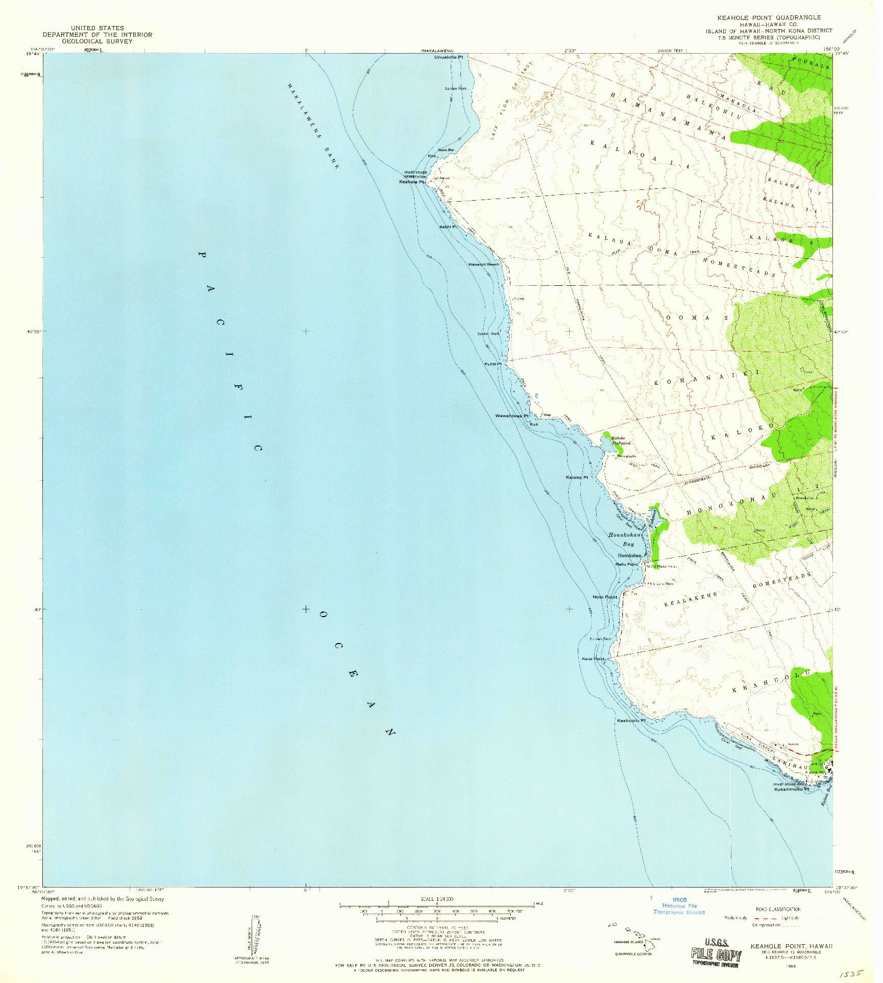 USGS 1:24000-SCALE QUADRANGLE FOR KEAHOLE POINT, HI 1959