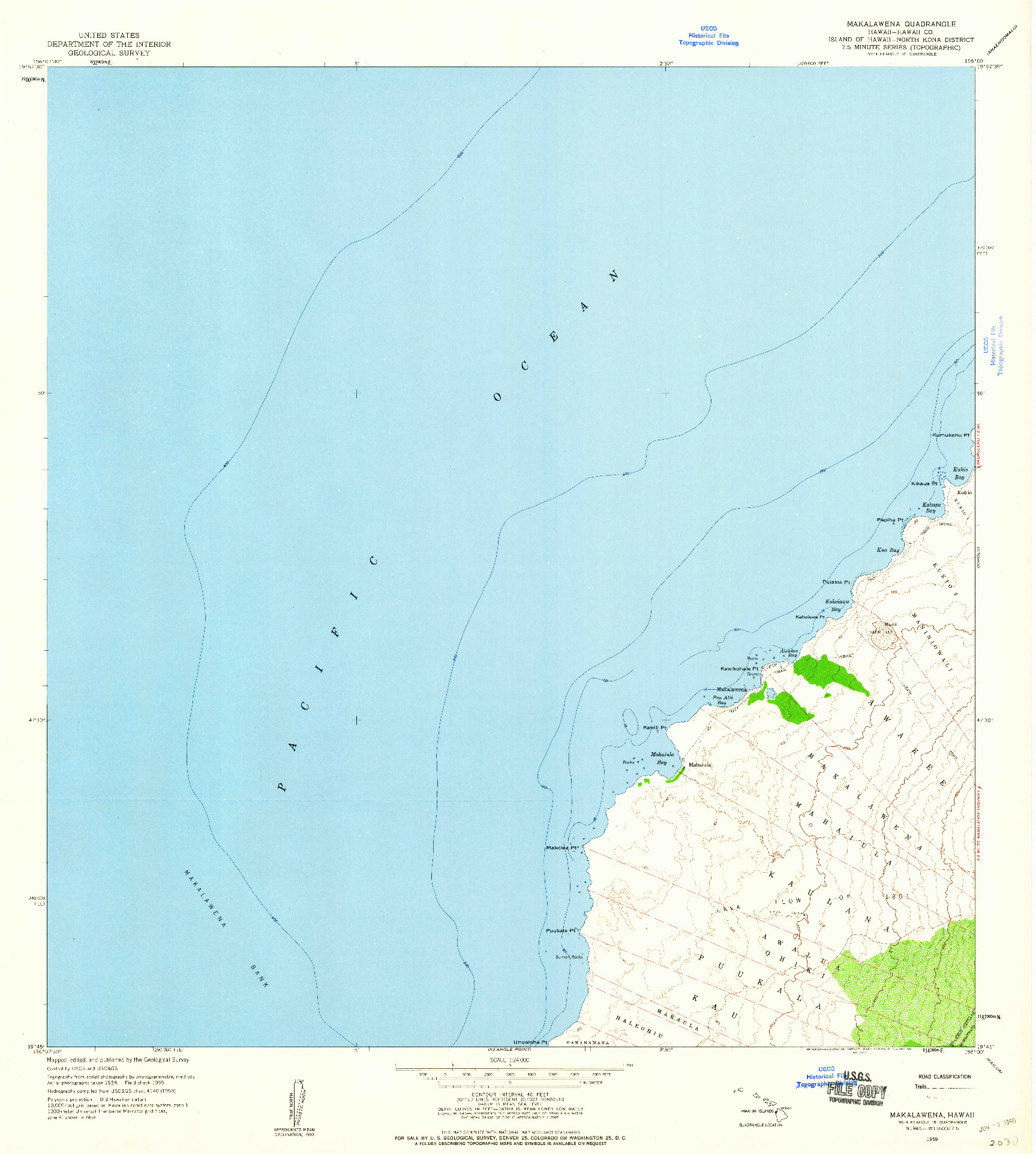 USGS 1:24000-SCALE QUADRANGLE FOR MAKALAWENA, HI 1959