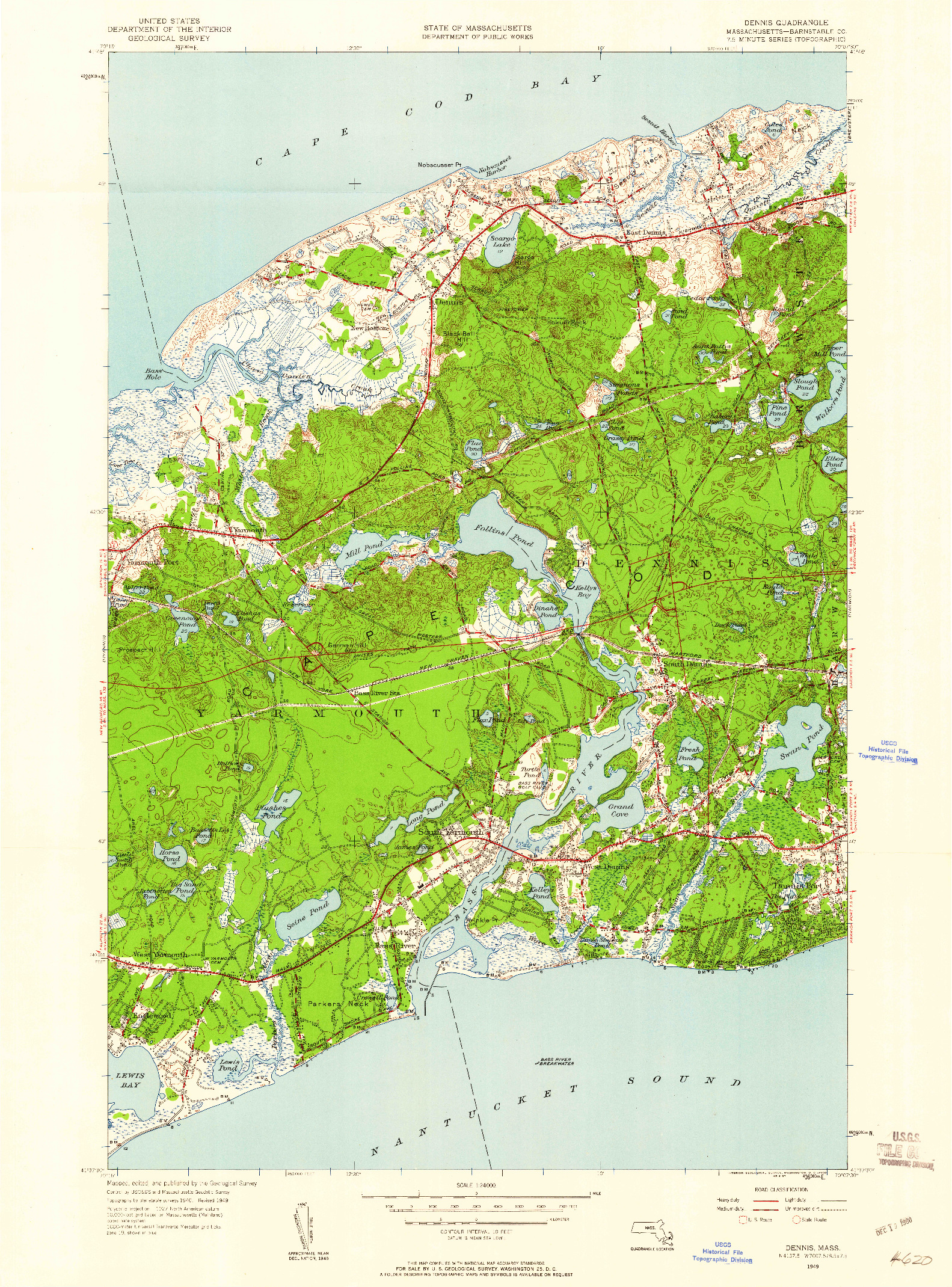 USGS 1:24000-SCALE QUADRANGLE FOR DENNIS, MA 1949