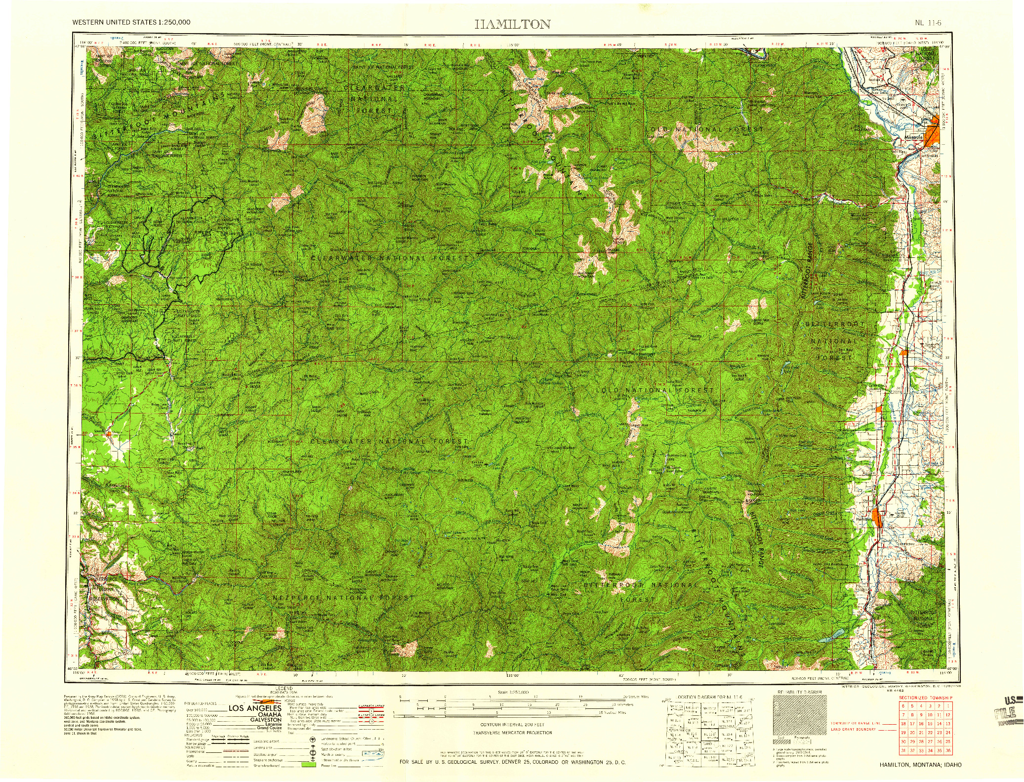 USGS 1:250000-SCALE QUADRANGLE FOR HAMILTON, MT 1960