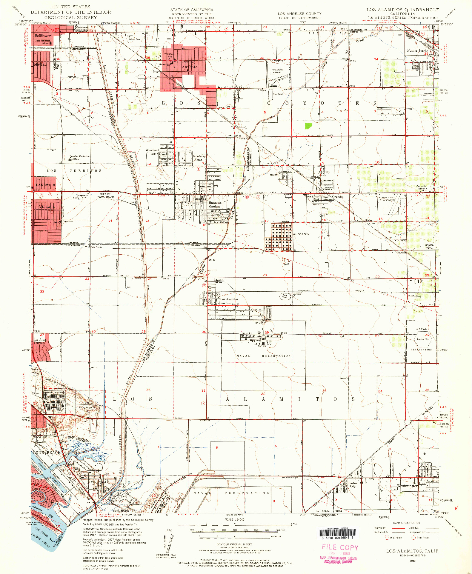 USGS 1:24000-SCALE QUADRANGLE FOR LOS ALAMITOS, CA 1949