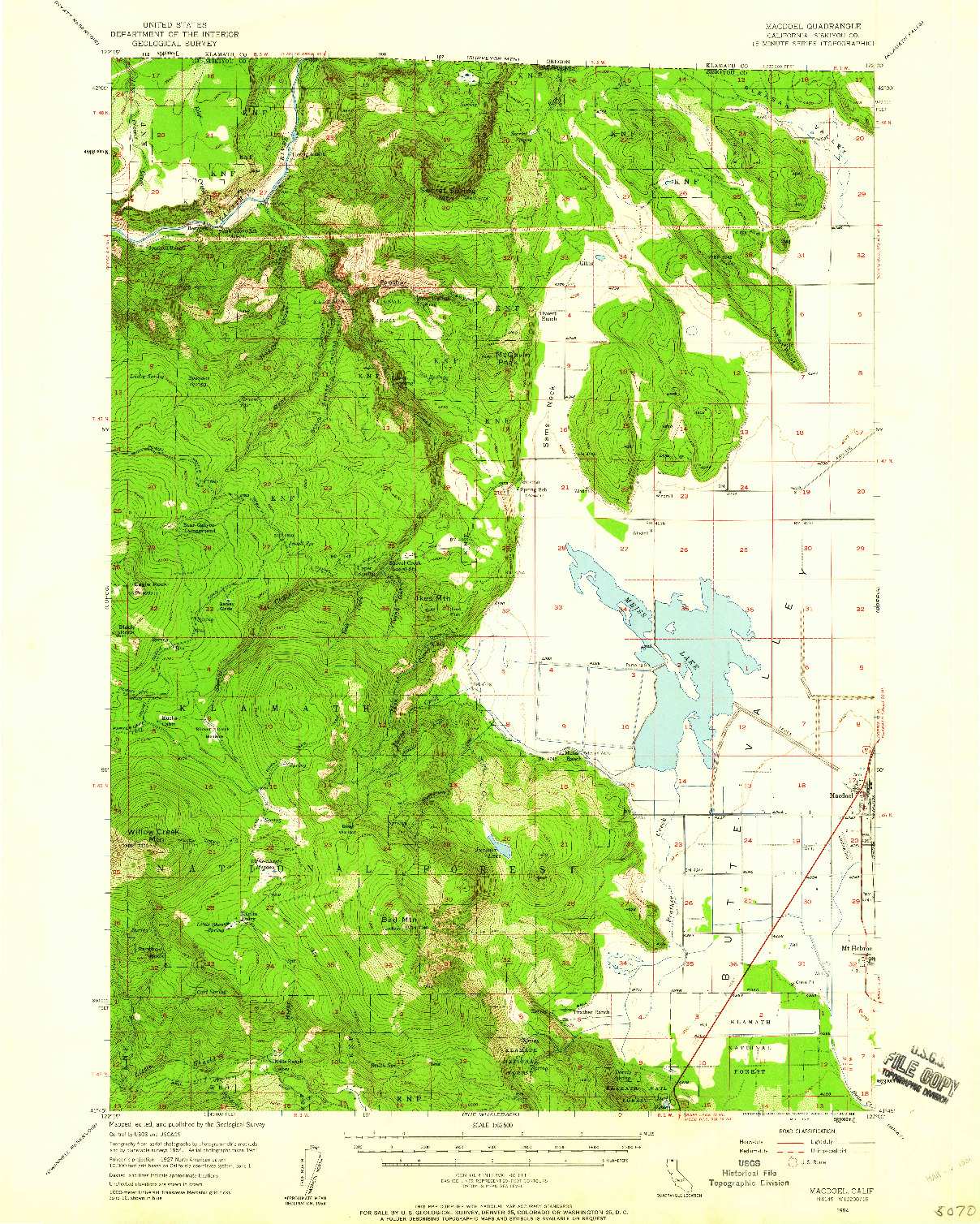 USGS 1:62500-SCALE QUADRANGLE FOR MACDOEL, CA 1954