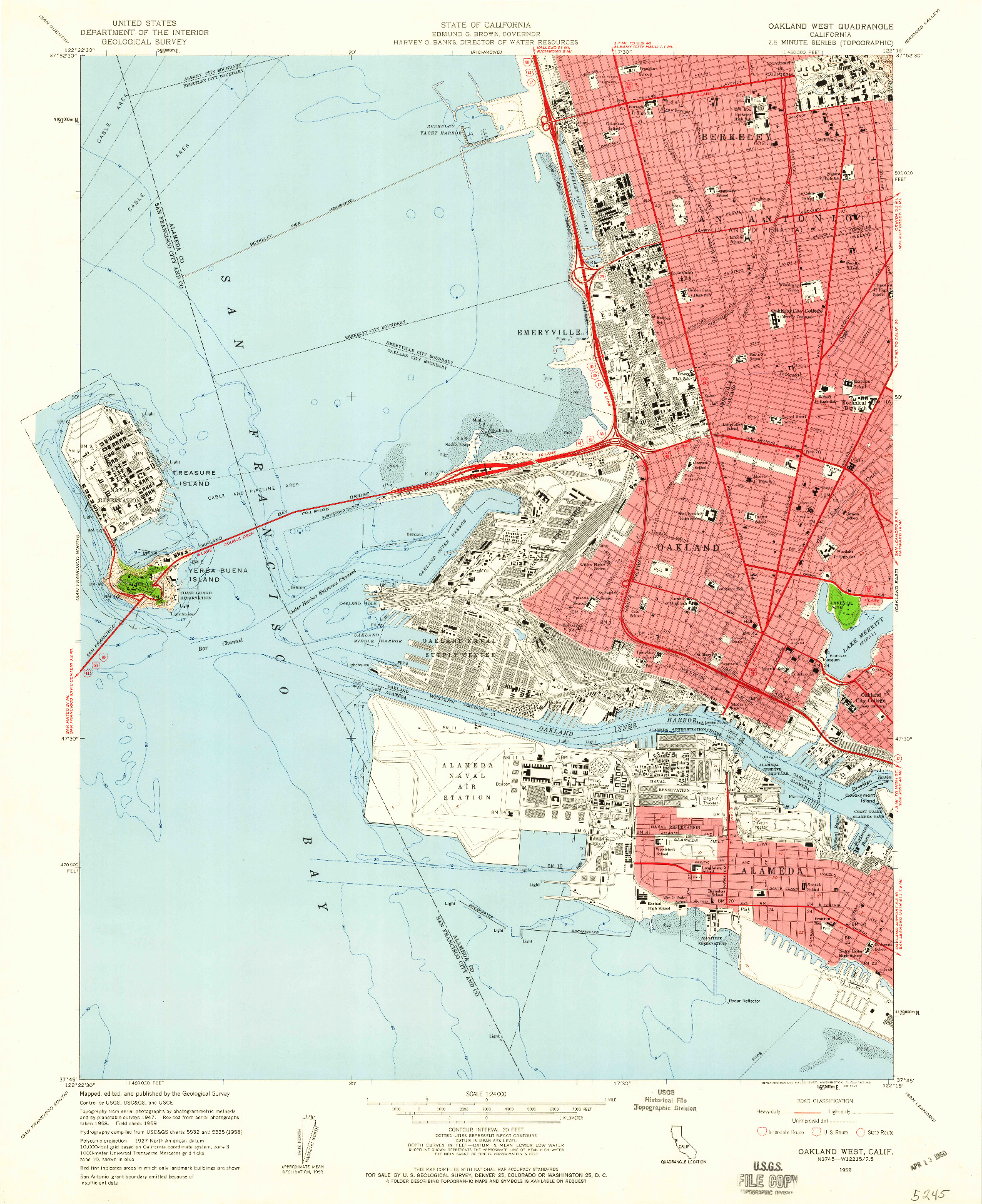 USGS 1:24000-SCALE QUADRANGLE FOR OAKLAND WEST, CA 1959