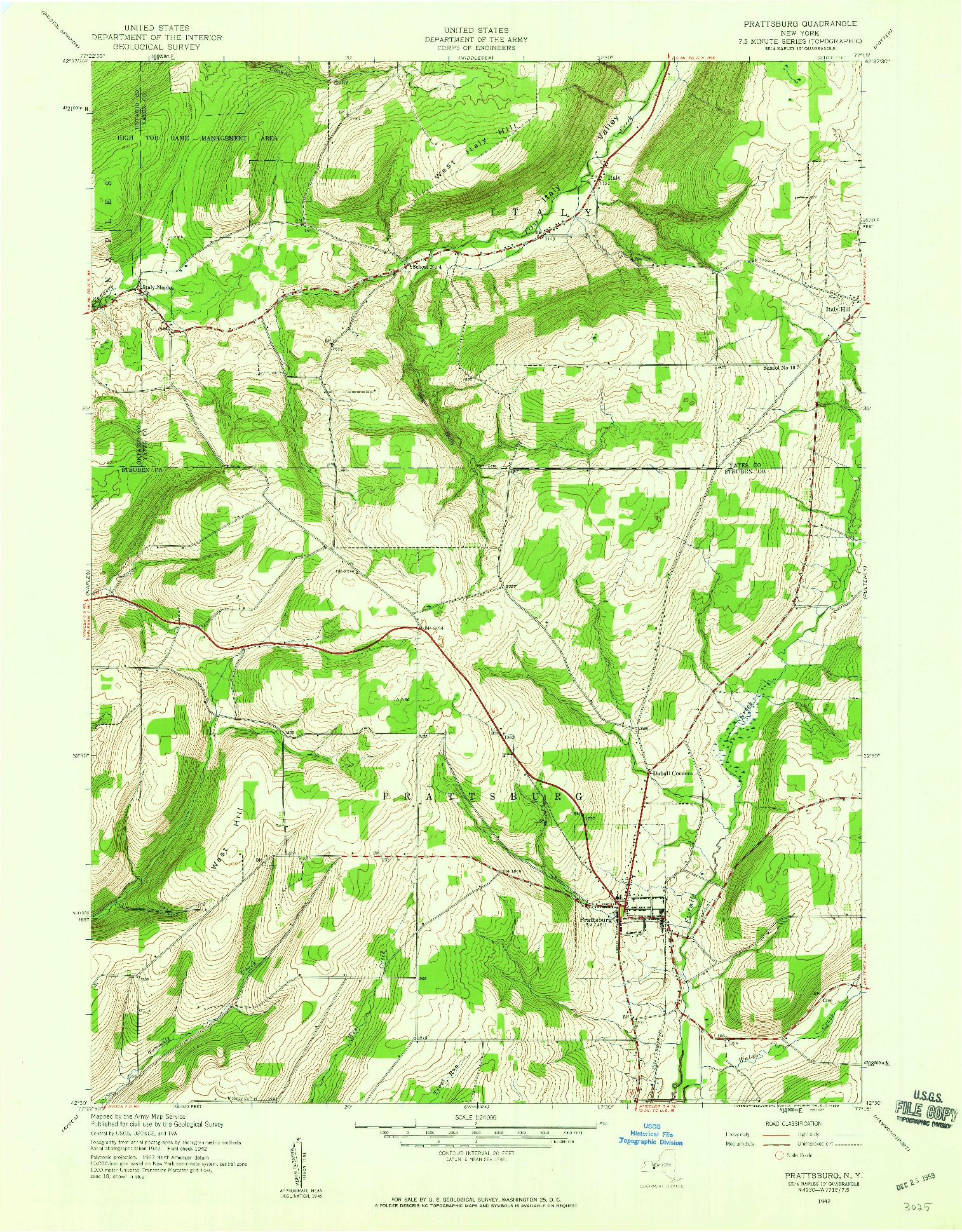 USGS 1:24000-SCALE QUADRANGLE FOR PRATTSBURG, NY 1942