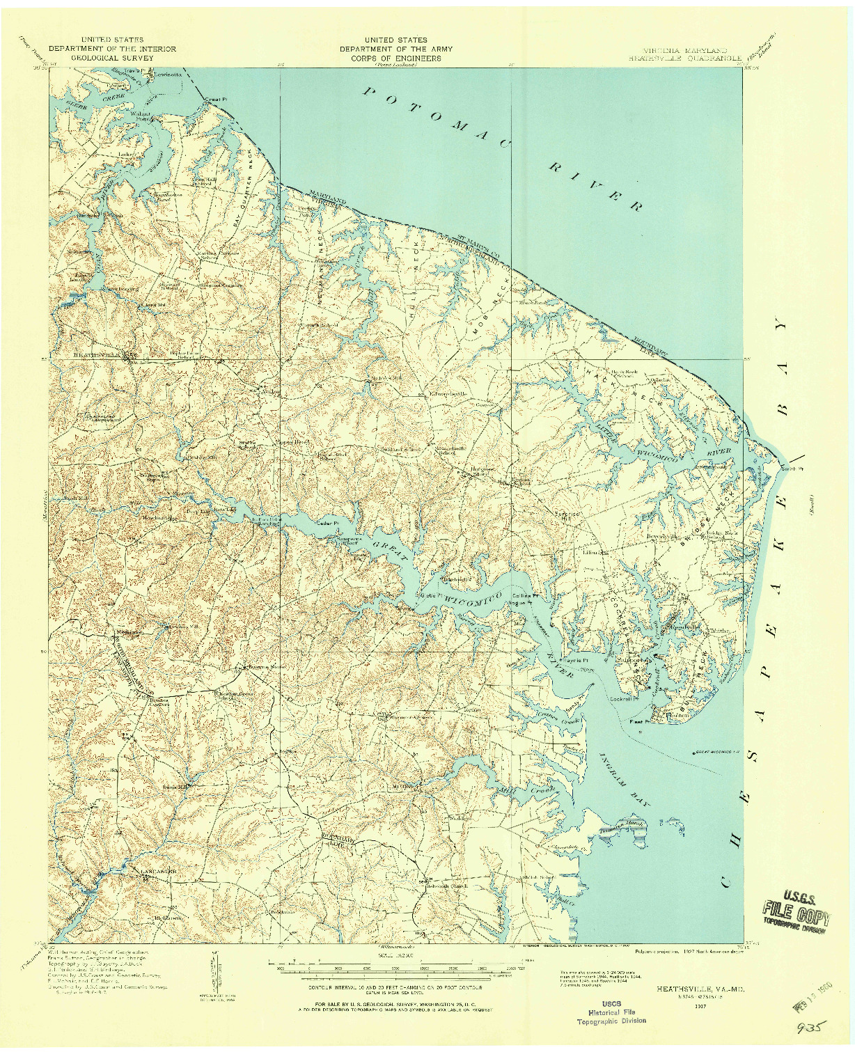 USGS 1:62500-SCALE QUADRANGLE FOR HEATHSVILLE, VA 1917