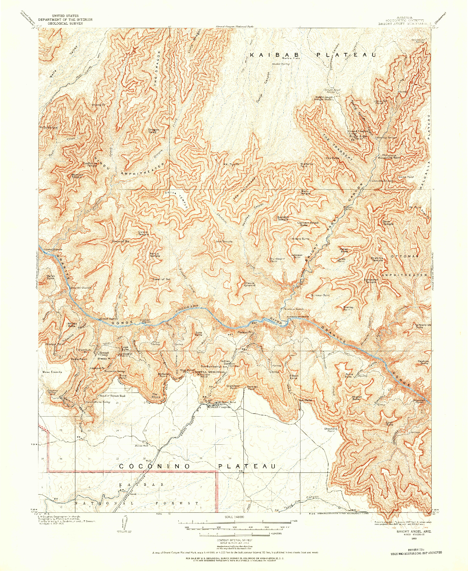 USGS 1:48000-SCALE QUADRANGLE FOR BRIGHT ANGEL, AZ 1903