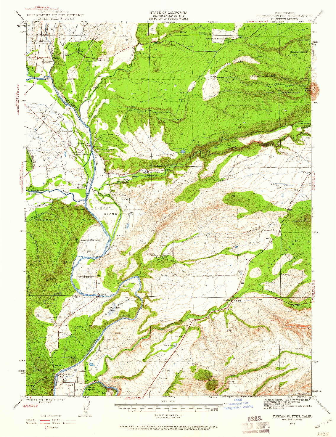 USGS 1:62500-SCALE QUADRANGLE FOR TUSCAN BUTTES, CA 1944