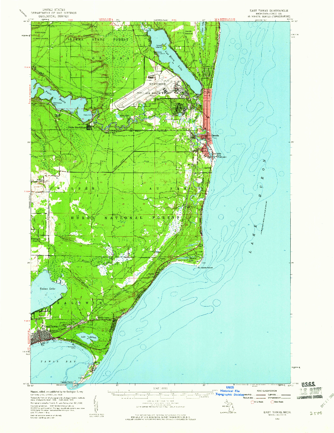 USGS 1:62500-SCALE QUADRANGLE FOR EAST TAWAS, MI 1959