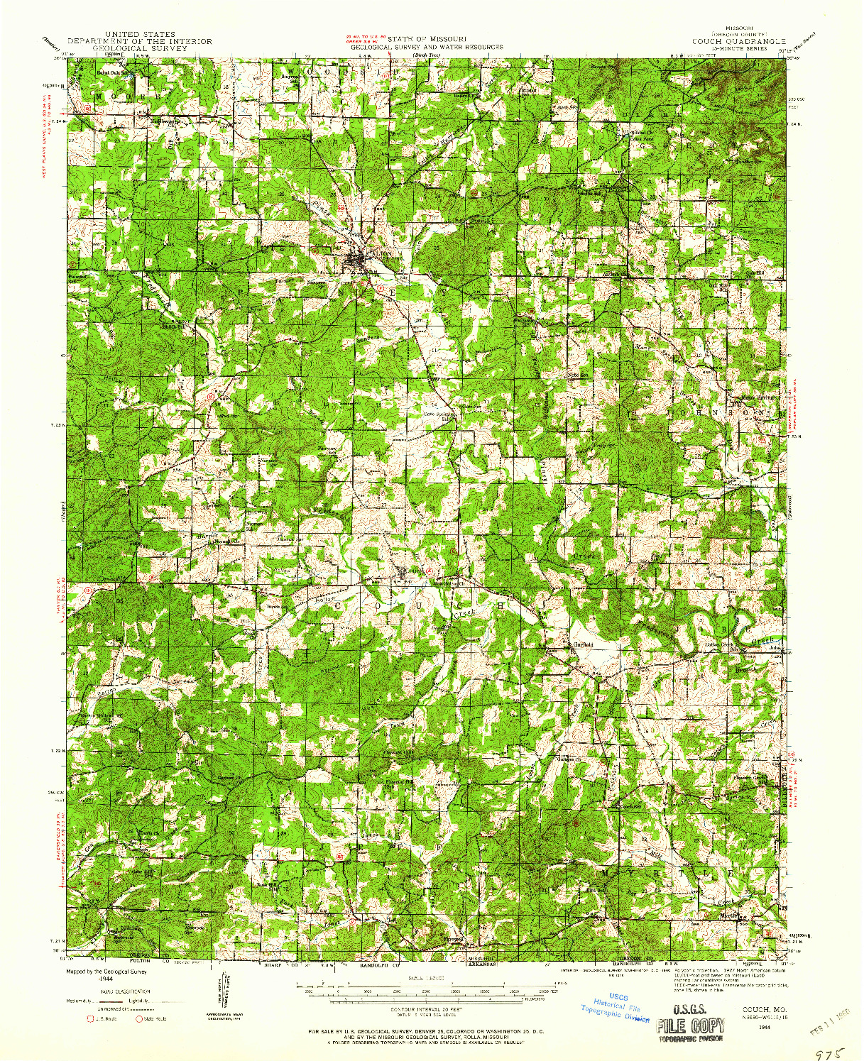 USGS 1:62500-SCALE QUADRANGLE FOR COUCH, MO 1944