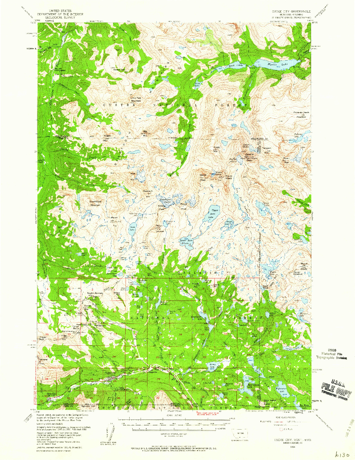 USGS 1:62500-SCALE QUADRANGLE FOR COOKE CITY, MT 1956