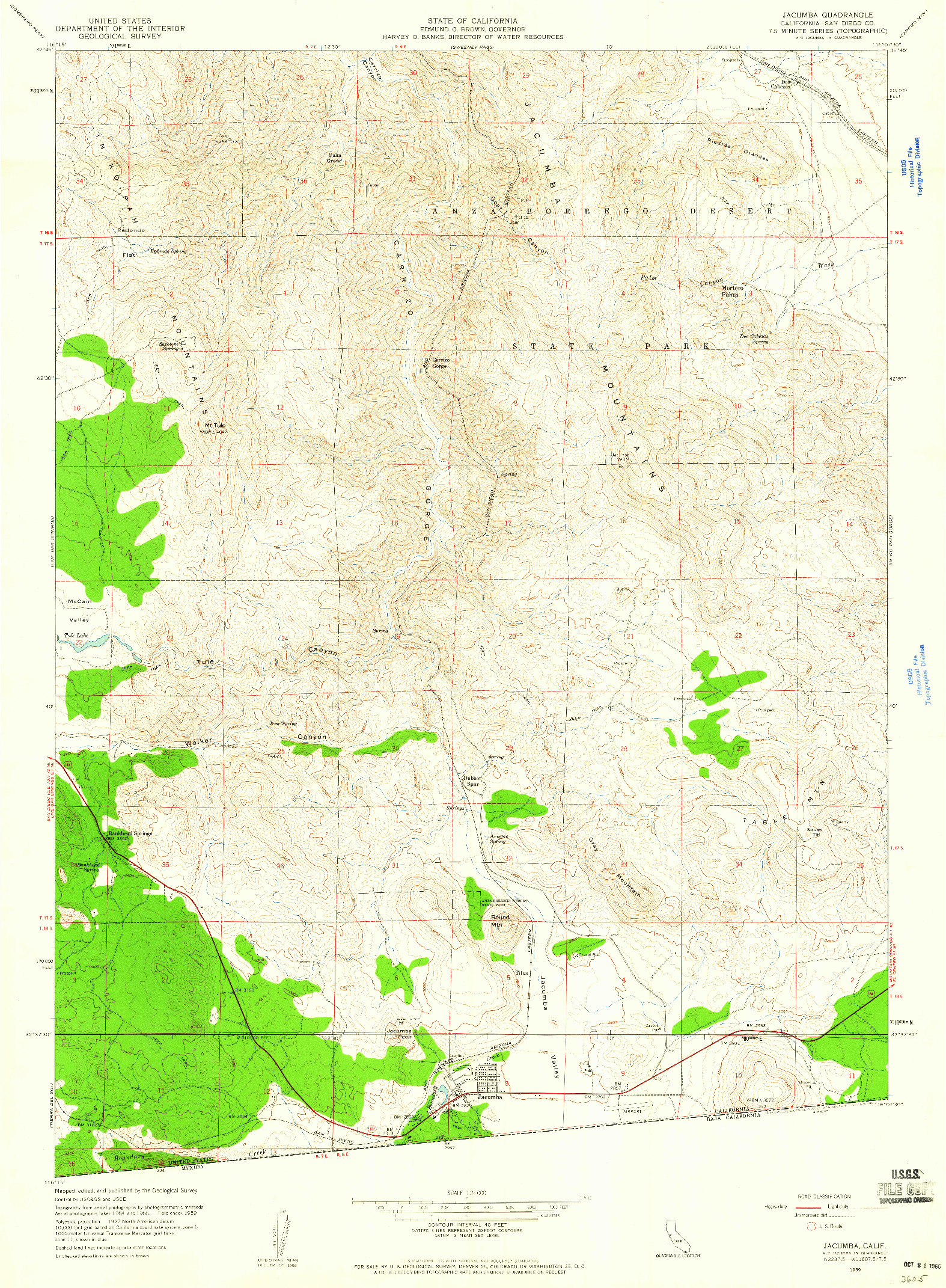 USGS 1:24000-SCALE QUADRANGLE FOR JACUMBA, CA 1959