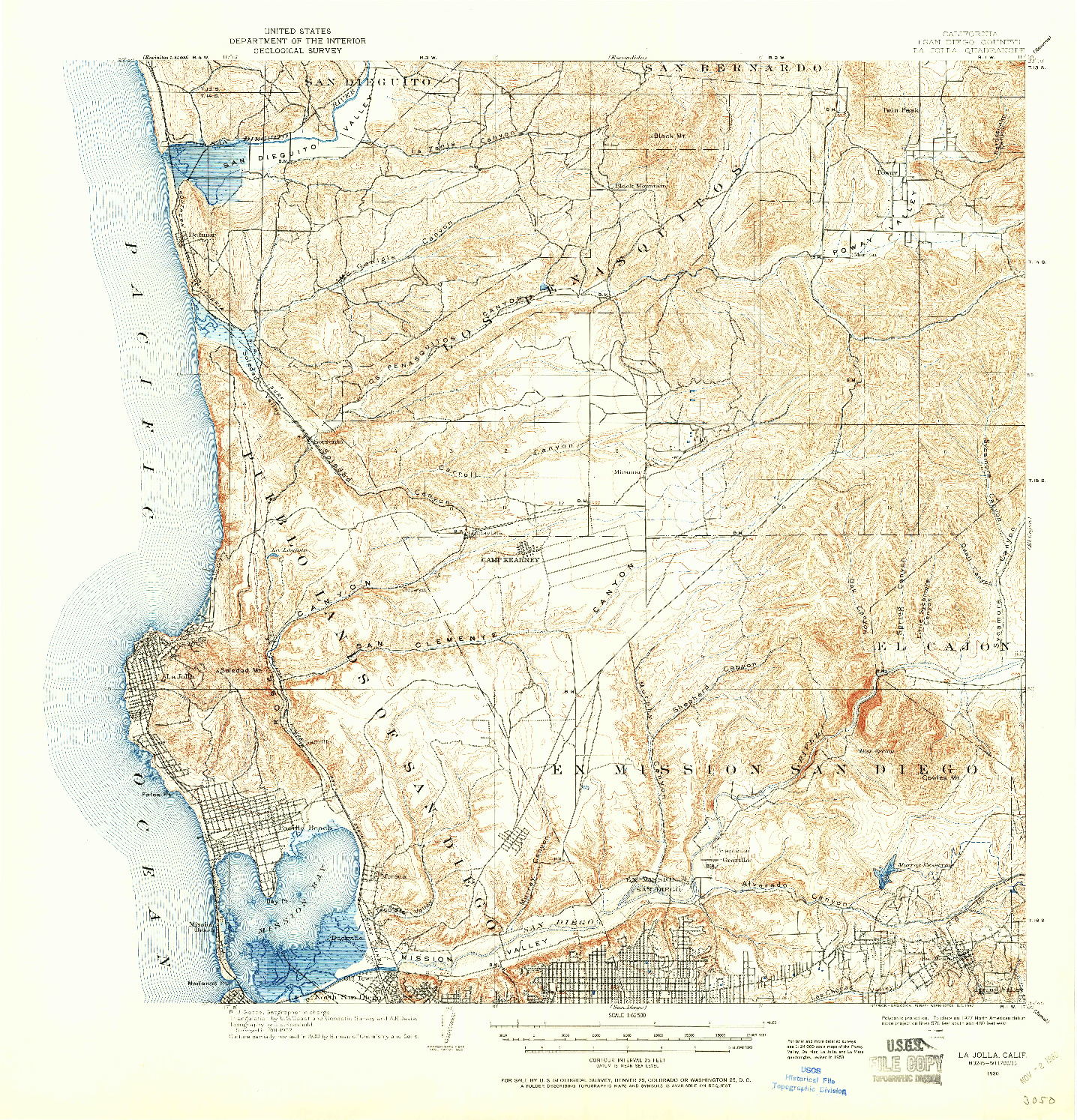 USGS 1:62500-SCALE QUADRANGLE FOR LA JOLLA, CA 1930