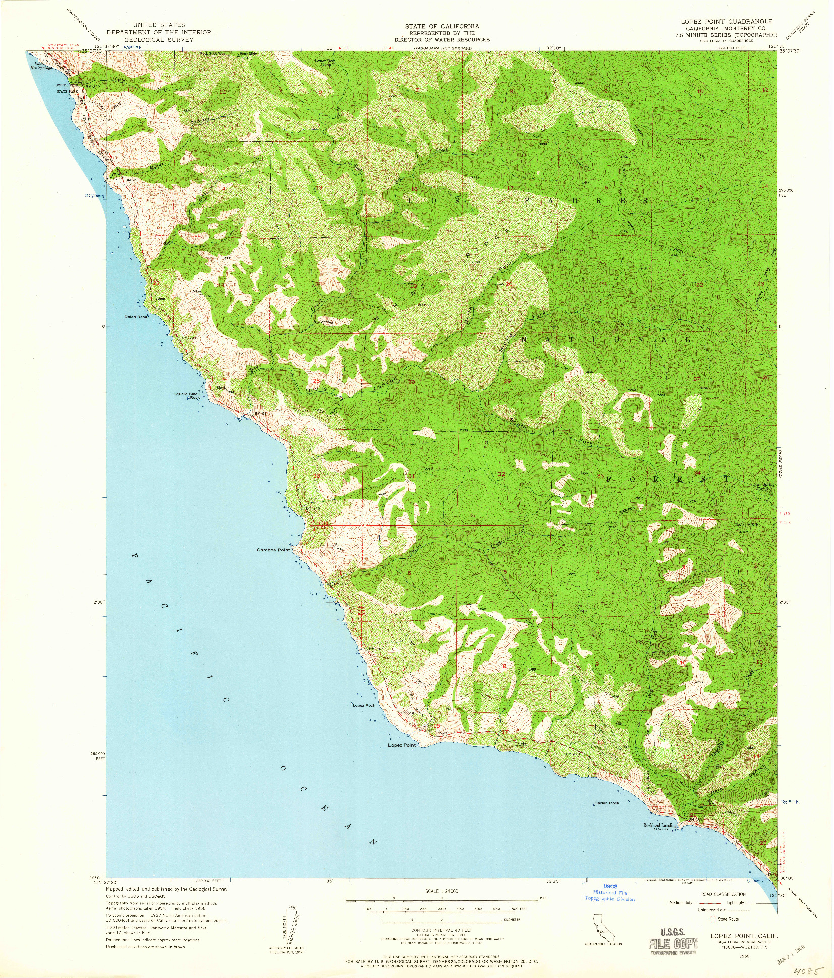 USGS 1:24000-SCALE QUADRANGLE FOR LOPEZ POINT, CA 1956