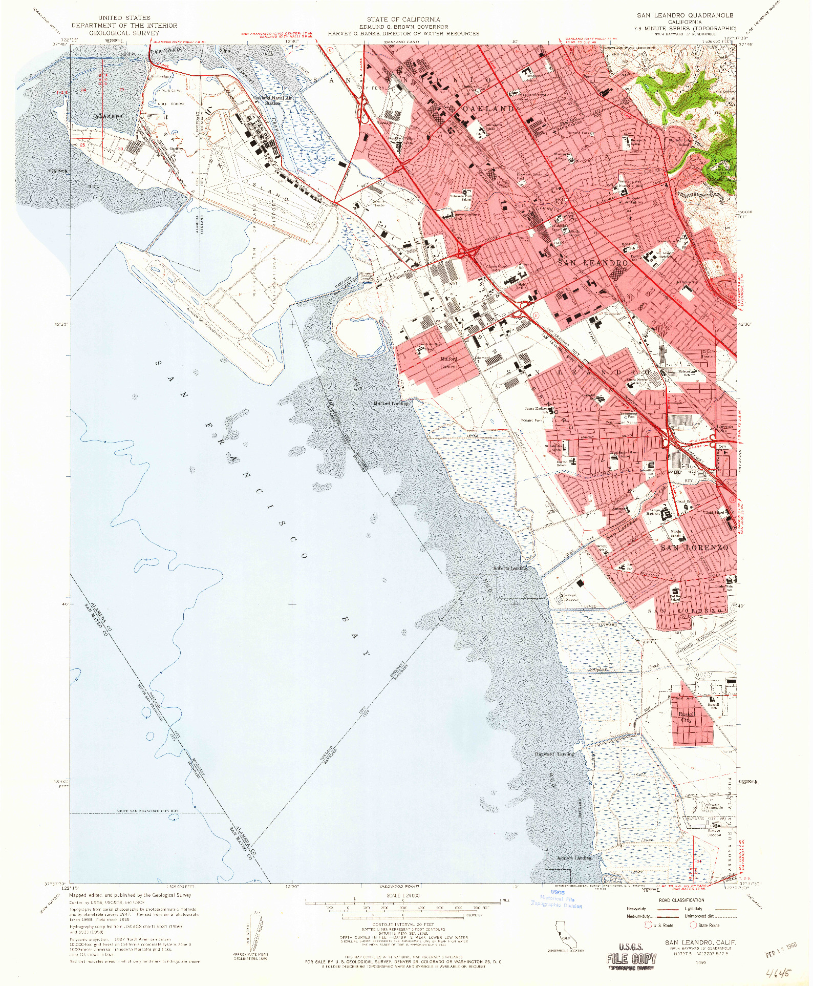 USGS 1:24000-SCALE QUADRANGLE FOR SAN LEANDRO, CA 1959