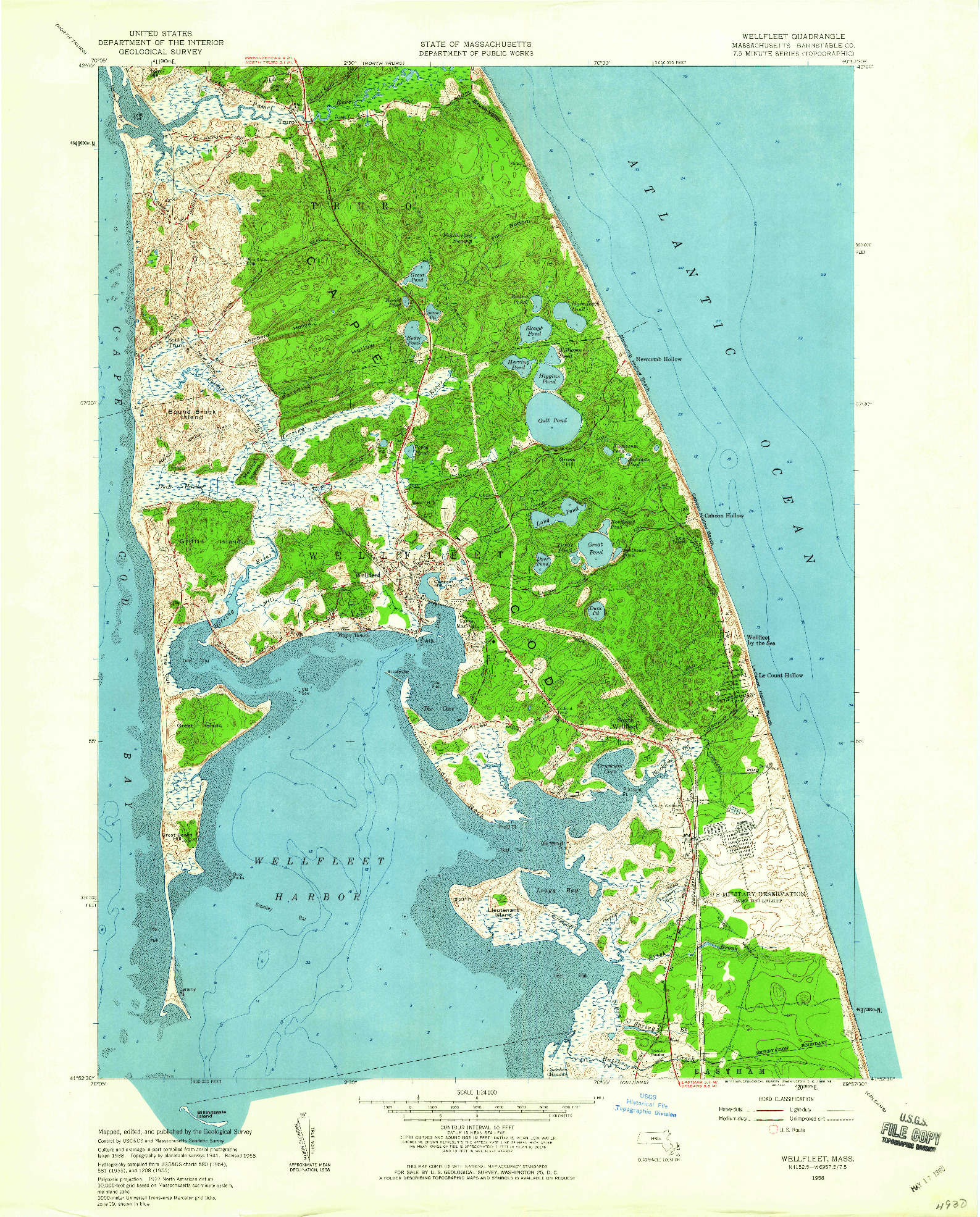 USGS 1:24000-SCALE QUADRANGLE FOR WELLFLEET, MA 1958