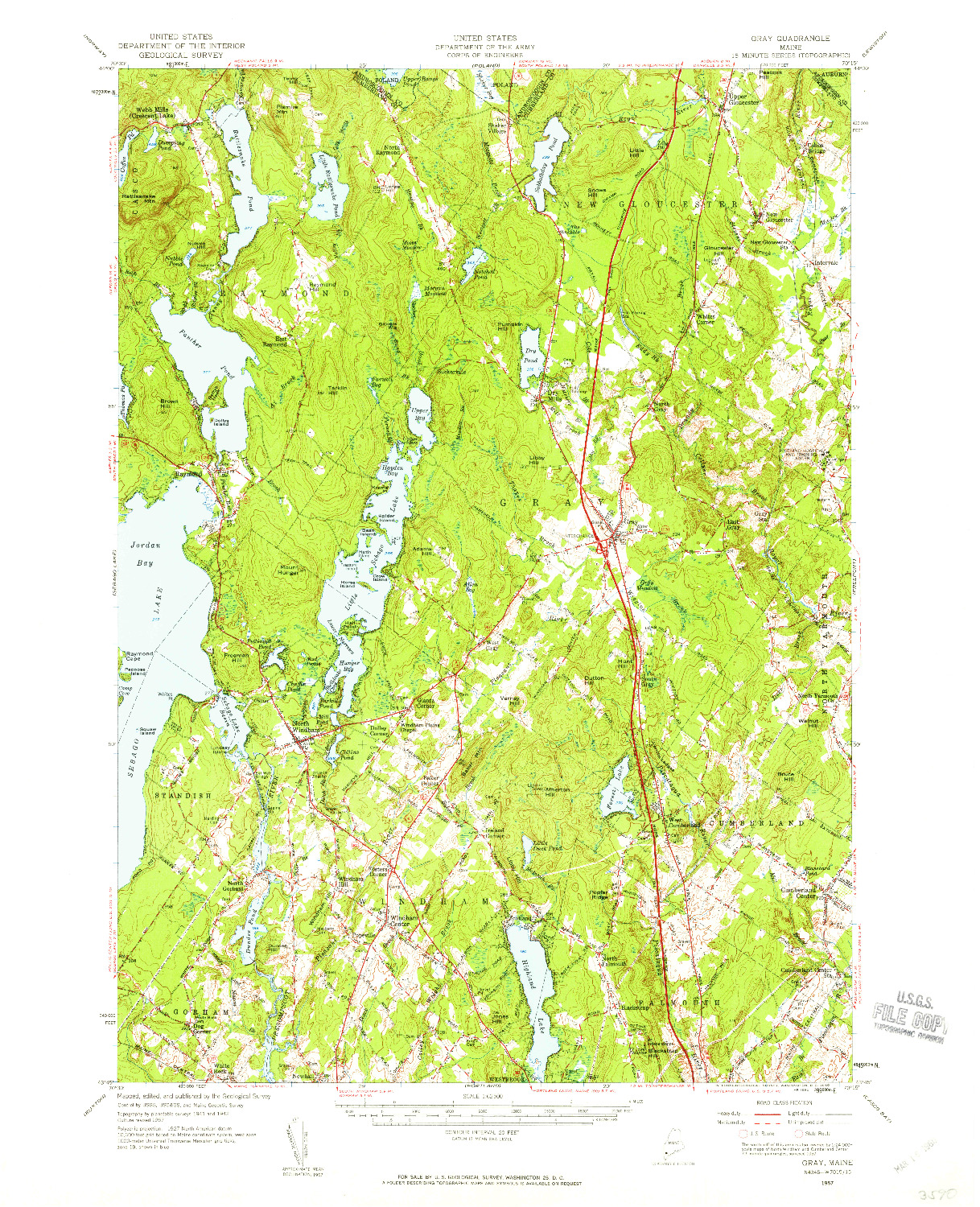 USGS 1:62500-SCALE QUADRANGLE FOR GRAY, ME 1957