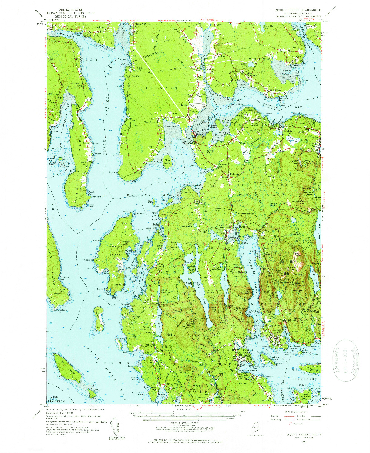 USGS 1:62500-SCALE QUADRANGLE FOR MOUNT DESERT, ME 1956