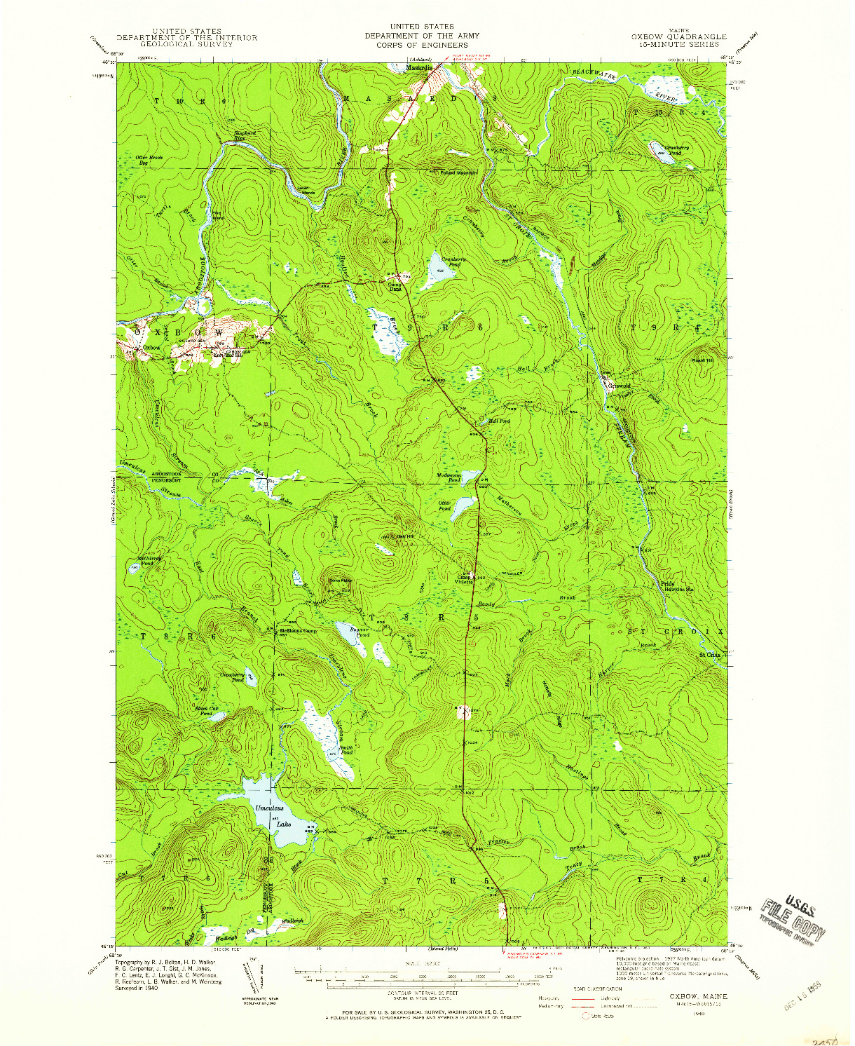 USGS 1:62500-SCALE QUADRANGLE FOR OXBOW, ME 1940